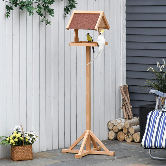 PawHut Wooden Bird Feeder Table Stand: Weather Resistant, 55x55x144cm - ALL4U RETAILER LTD