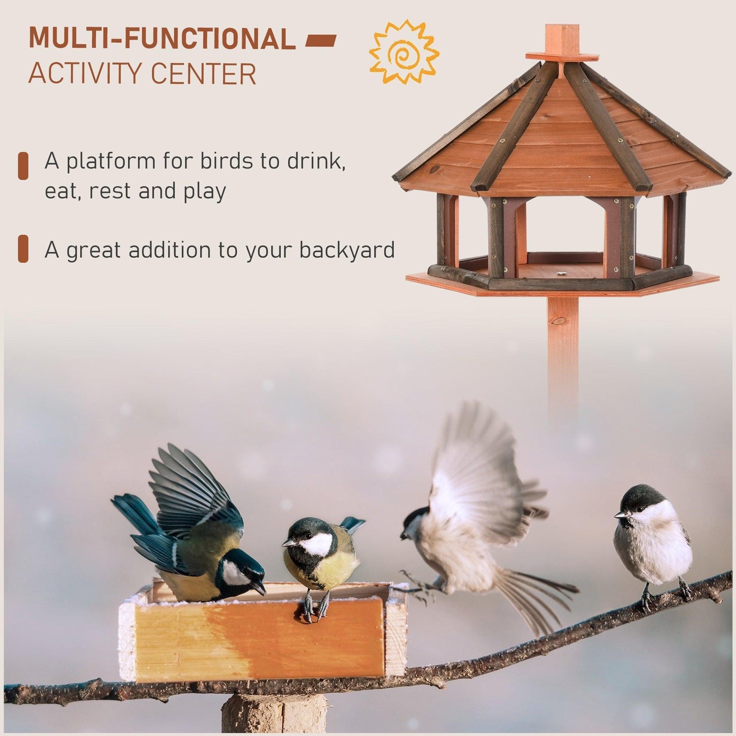 PawHut Wooden Bird Feeder Table - Weatherproof 130cm - ALL4U RETAILER LTD