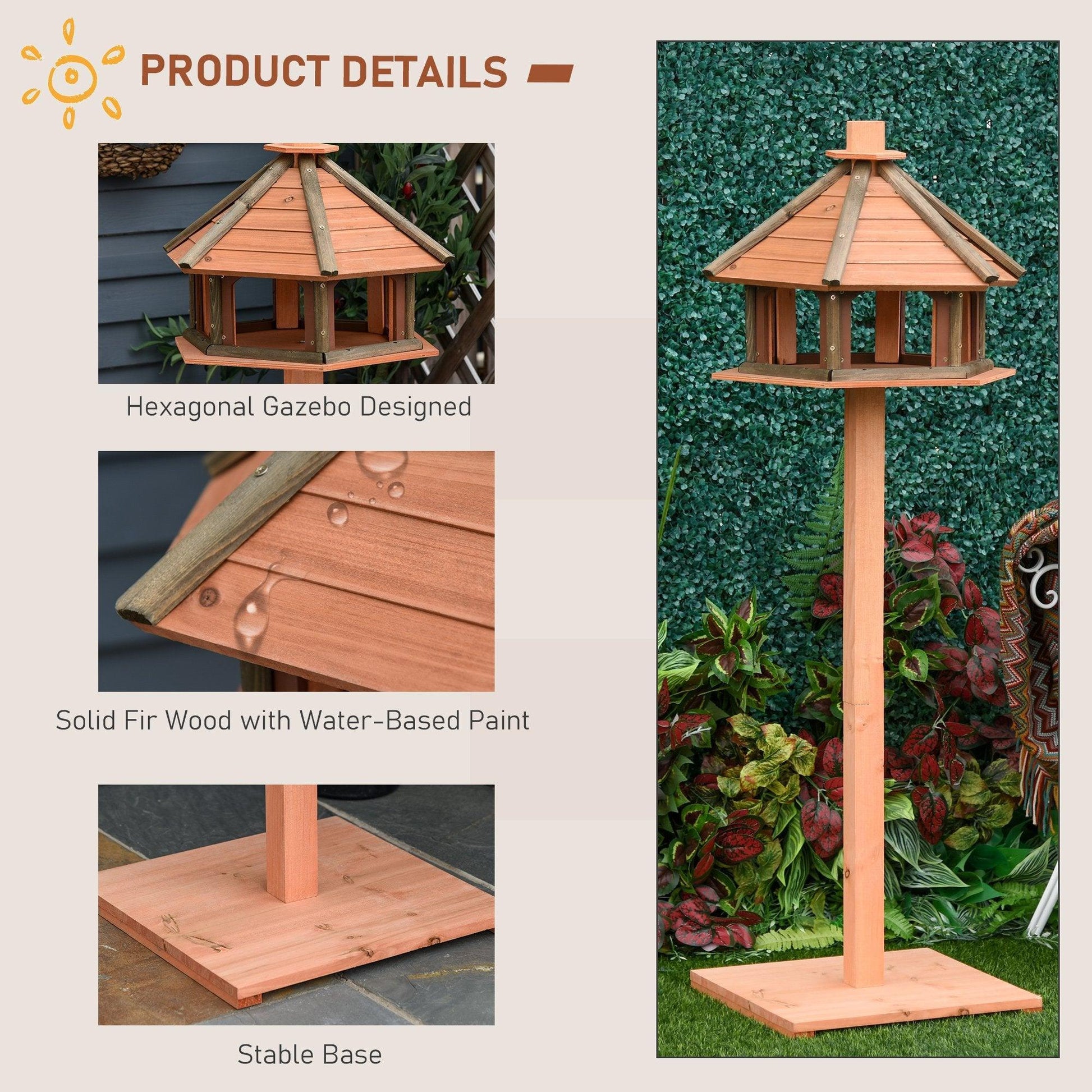 PawHut Wooden Bird Feeder Table - Weatherproof 130cm - ALL4U RETAILER LTD