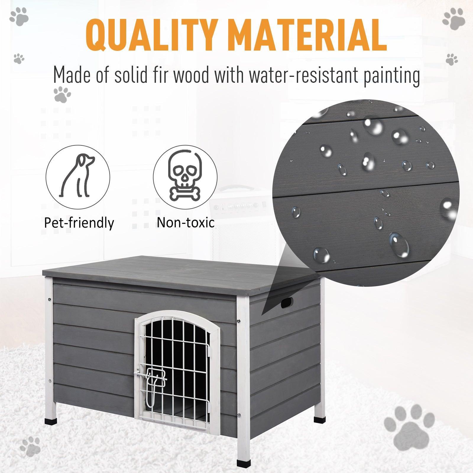 PawHut Wooden Dog Crate Kennel Lockable Door - Gray - ALL4U RETAILER LTD