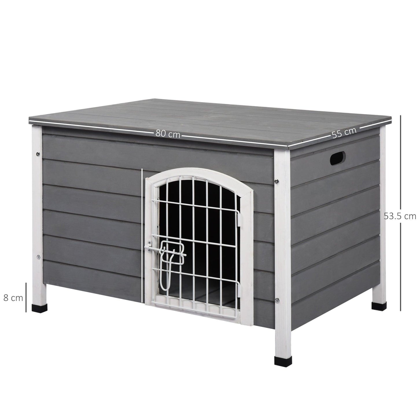 PawHut Wooden Dog Crate Kennel Lockable Door - Gray - ALL4U RETAILER LTD