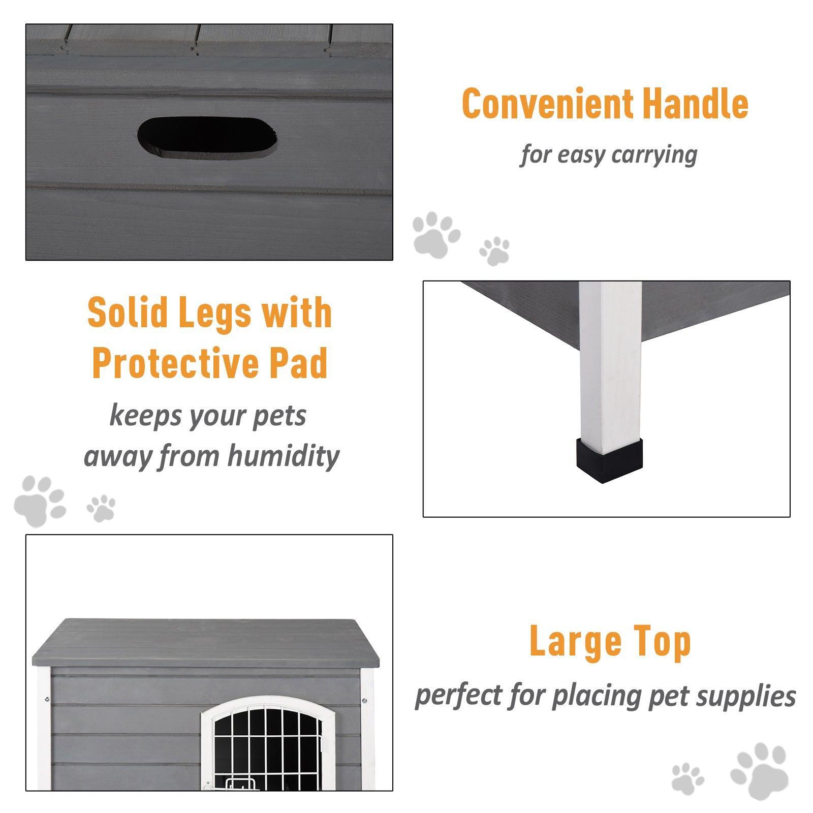 PawHut Wooden Dog Crate Kennel Lockable Door - Gray - ALL4U RETAILER LTD