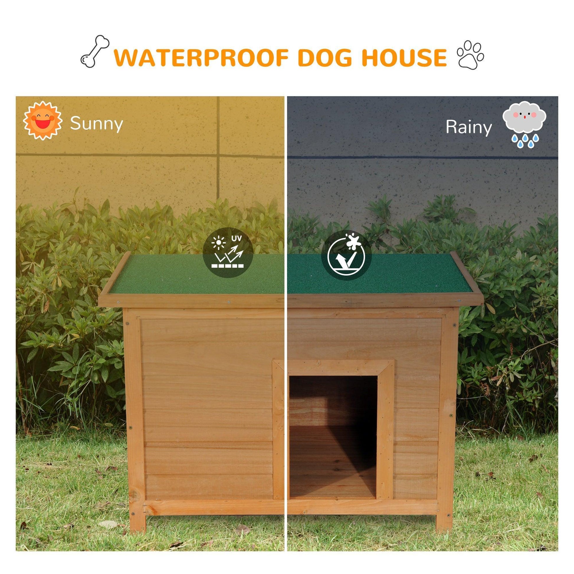 PawHut Wooden Dog Kennel House, Outdoor Waterproof - ALL4U RETAILER LTD