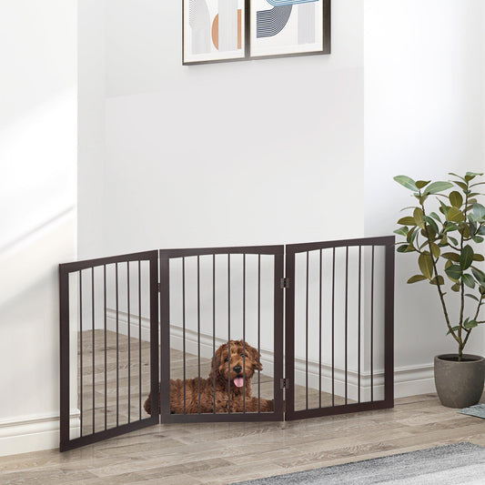 PawHut Wooden Foldable Dog Gate: Portable Indoor Pet Barrier - ALL4U RETAILER LTD