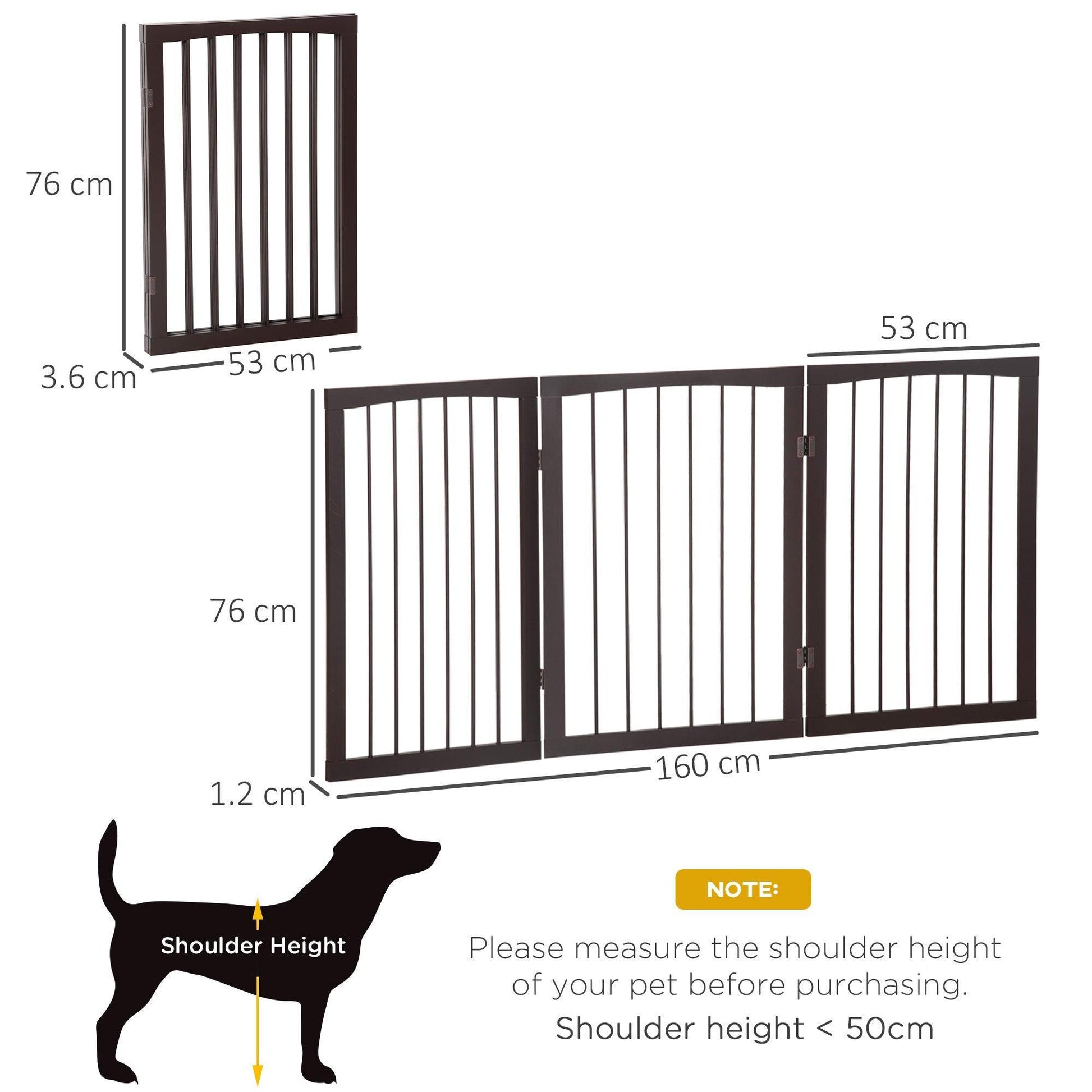 PawHut Wooden Foldable Dog Gate: Portable Indoor Pet Barrier - ALL4U RETAILER LTD