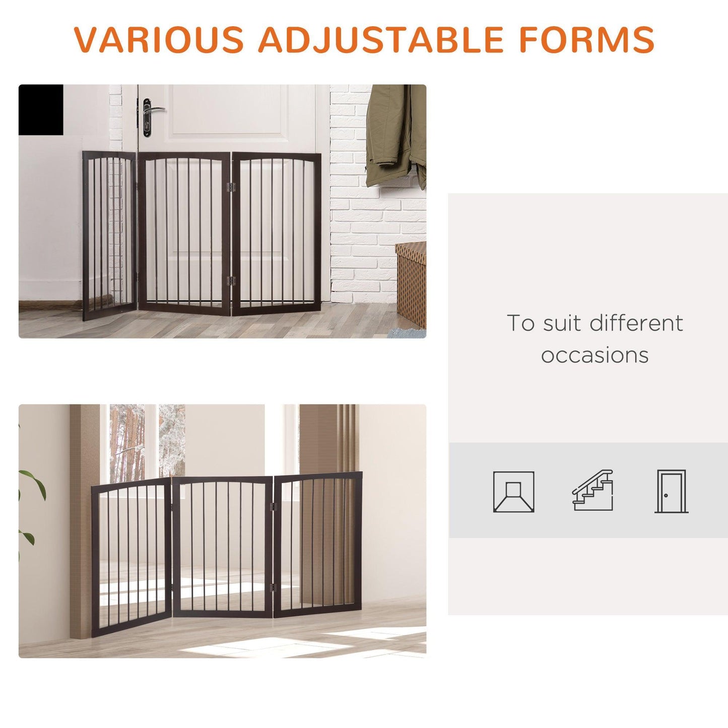 PawHut Wooden Foldable Dog Gate: Portable Indoor Pet Barrier - ALL4U RETAILER LTD