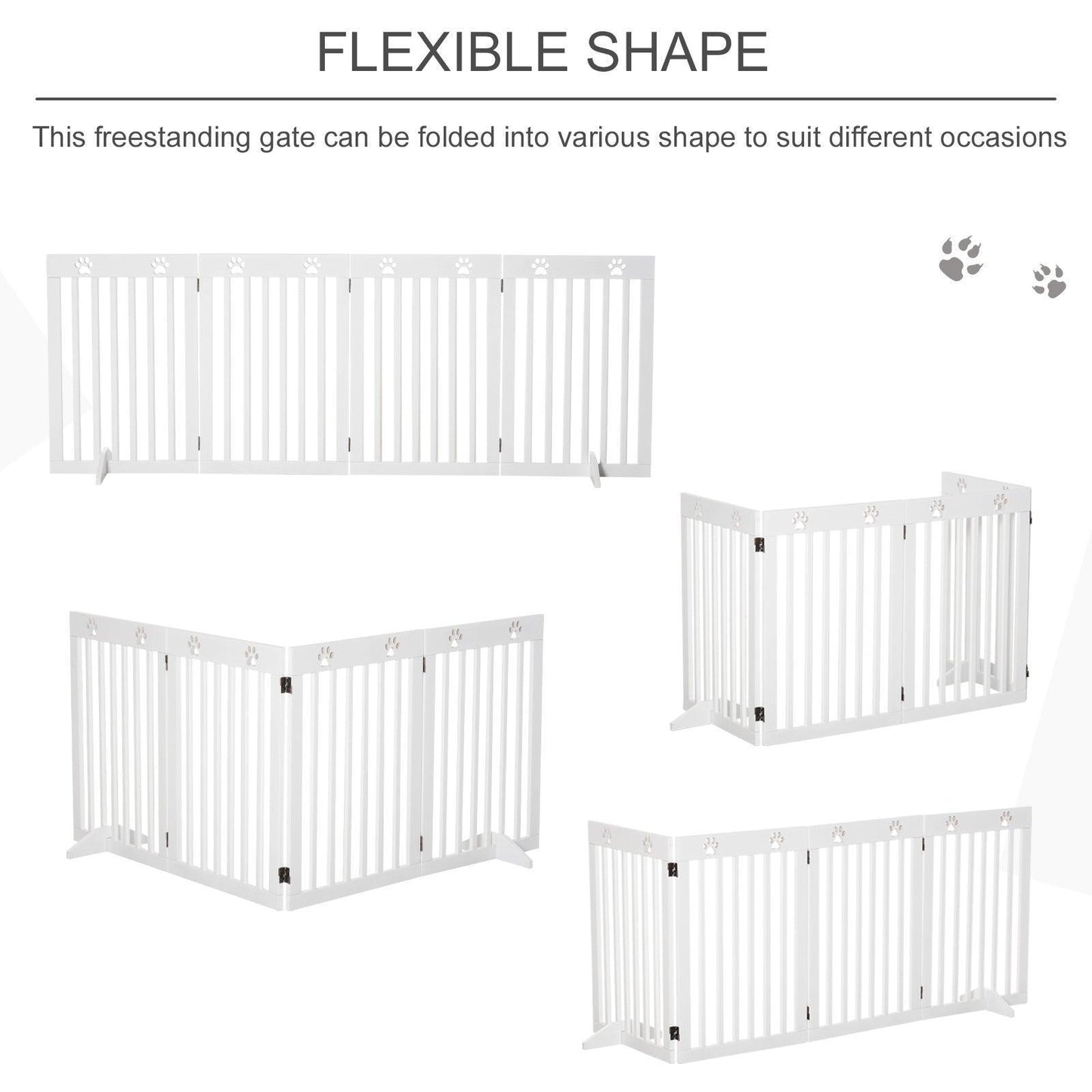 PawHut Wooden Pet Gate 4 Panel Fence: Freestanding, Foldable, 80x30 - ALL4U RETAILER LTD