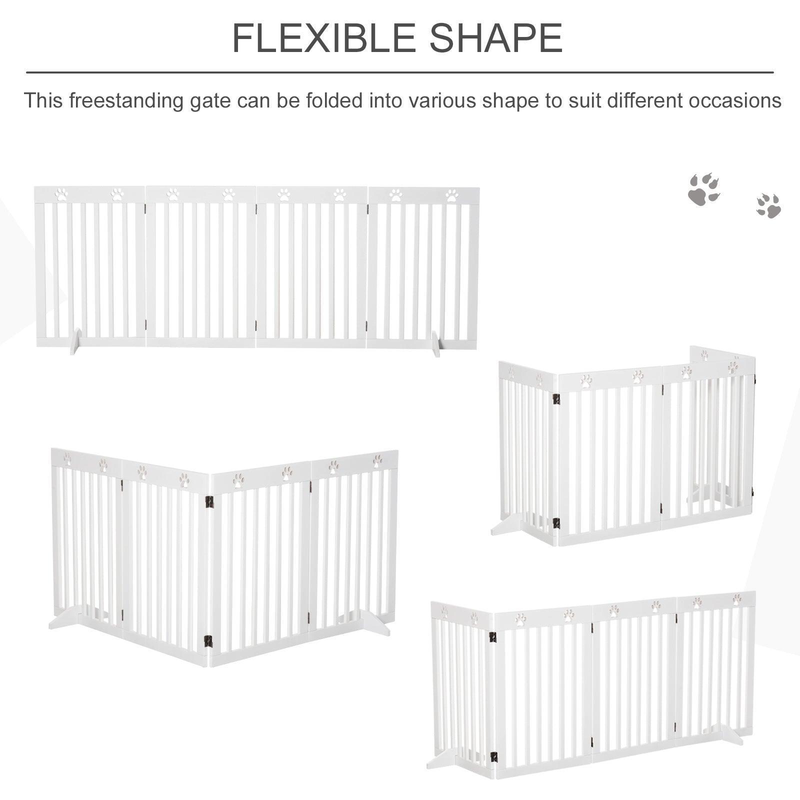 PawHut Wooden Pet Gate 4 Panel Fence: Freestanding, Foldable, 80x30 - ALL4U RETAILER LTD