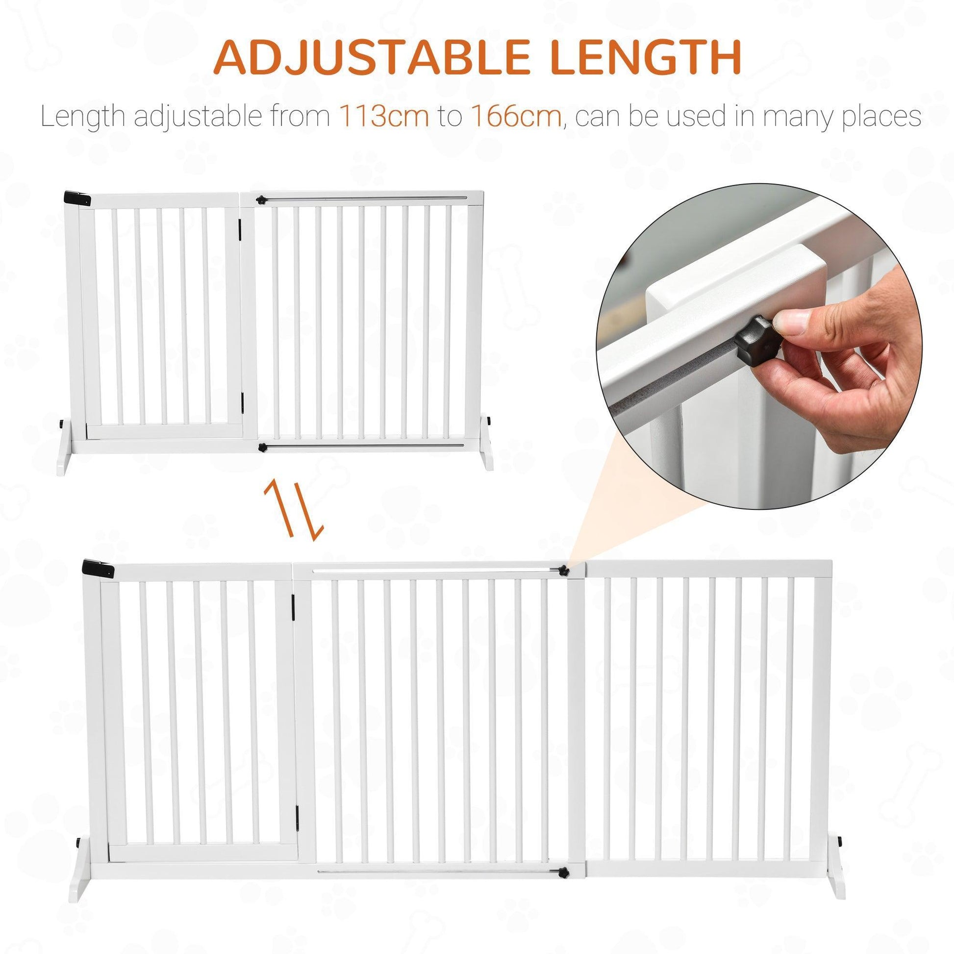 PawHut Wooden Pet Gate - Adjustable 3-Panel Safety Fence - ALL4U RETAILER LTD