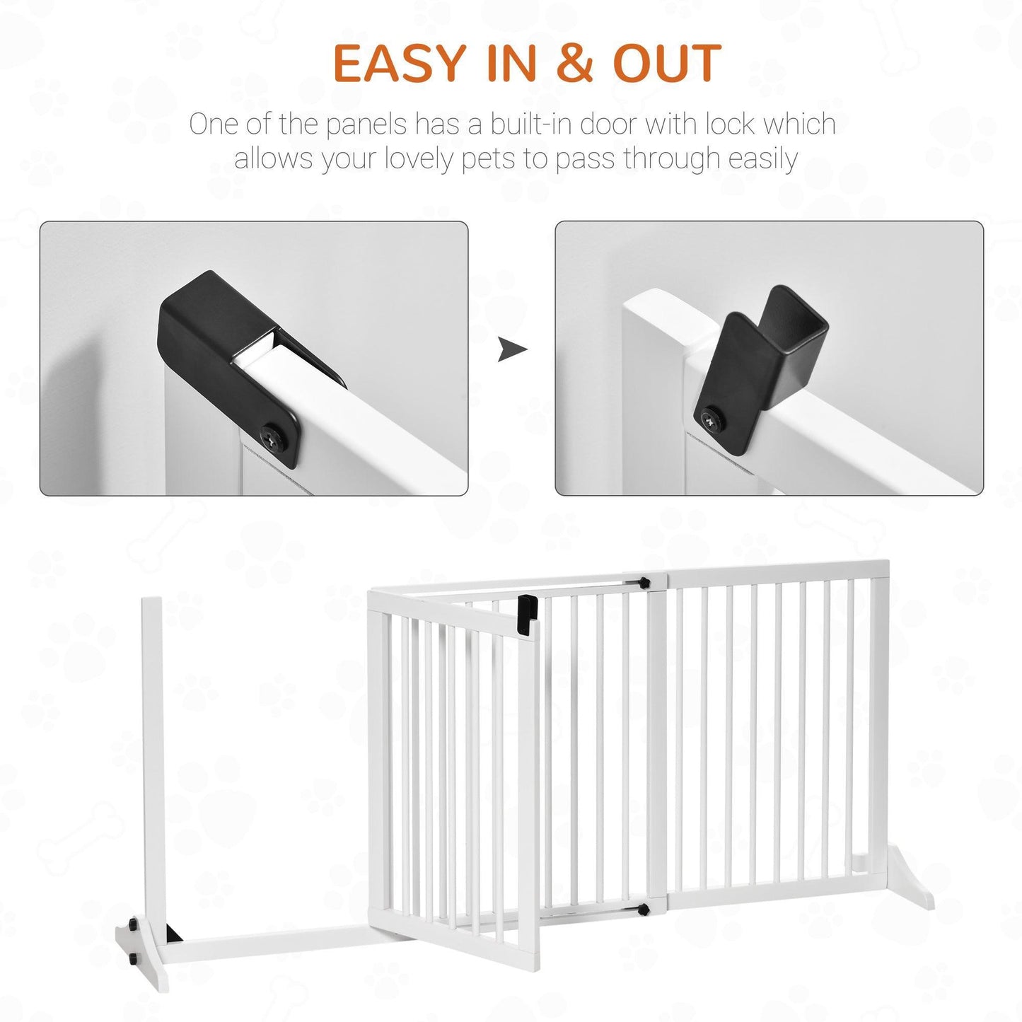 PawHut Wooden Pet Gate - Adjustable 3-Panel Safety Fence - ALL4U RETAILER LTD