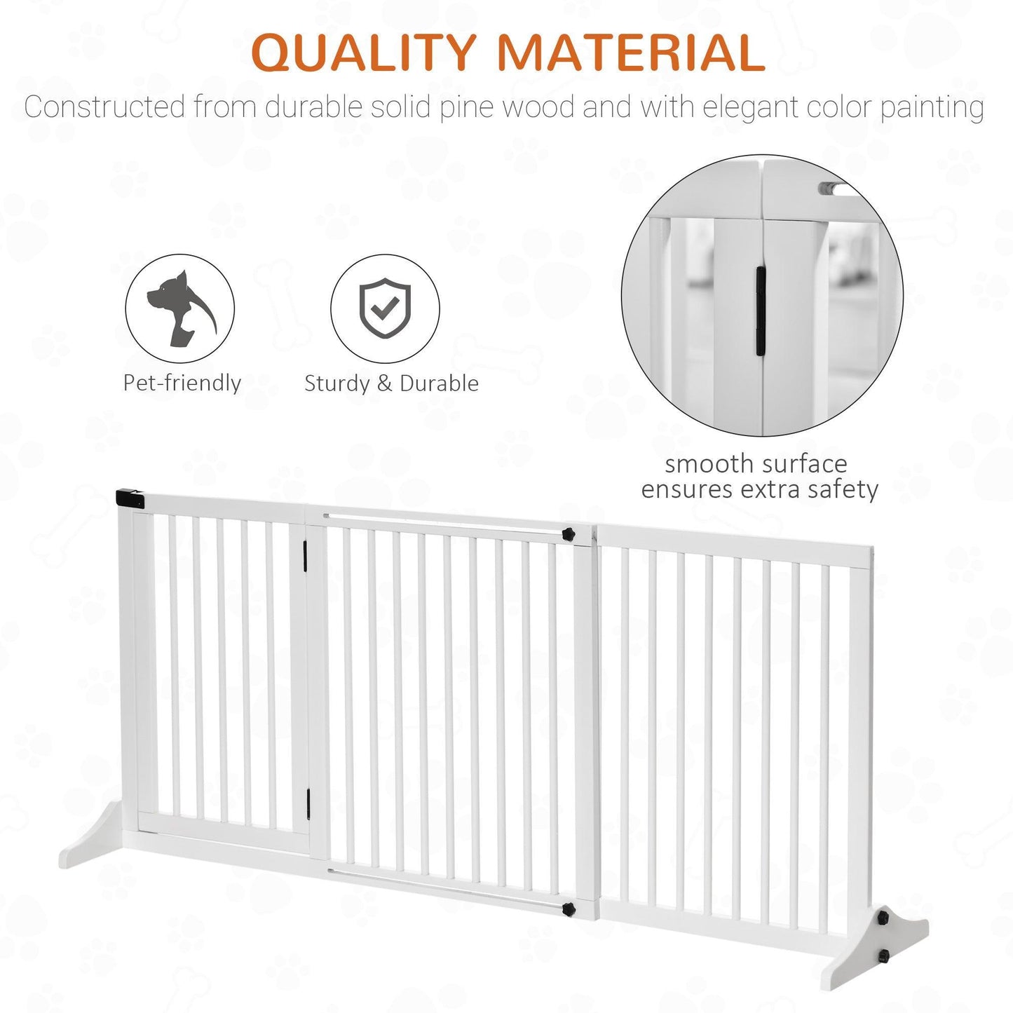 PawHut Wooden Pet Gate - Adjustable 3-Panel Safety Fence - ALL4U RETAILER LTD