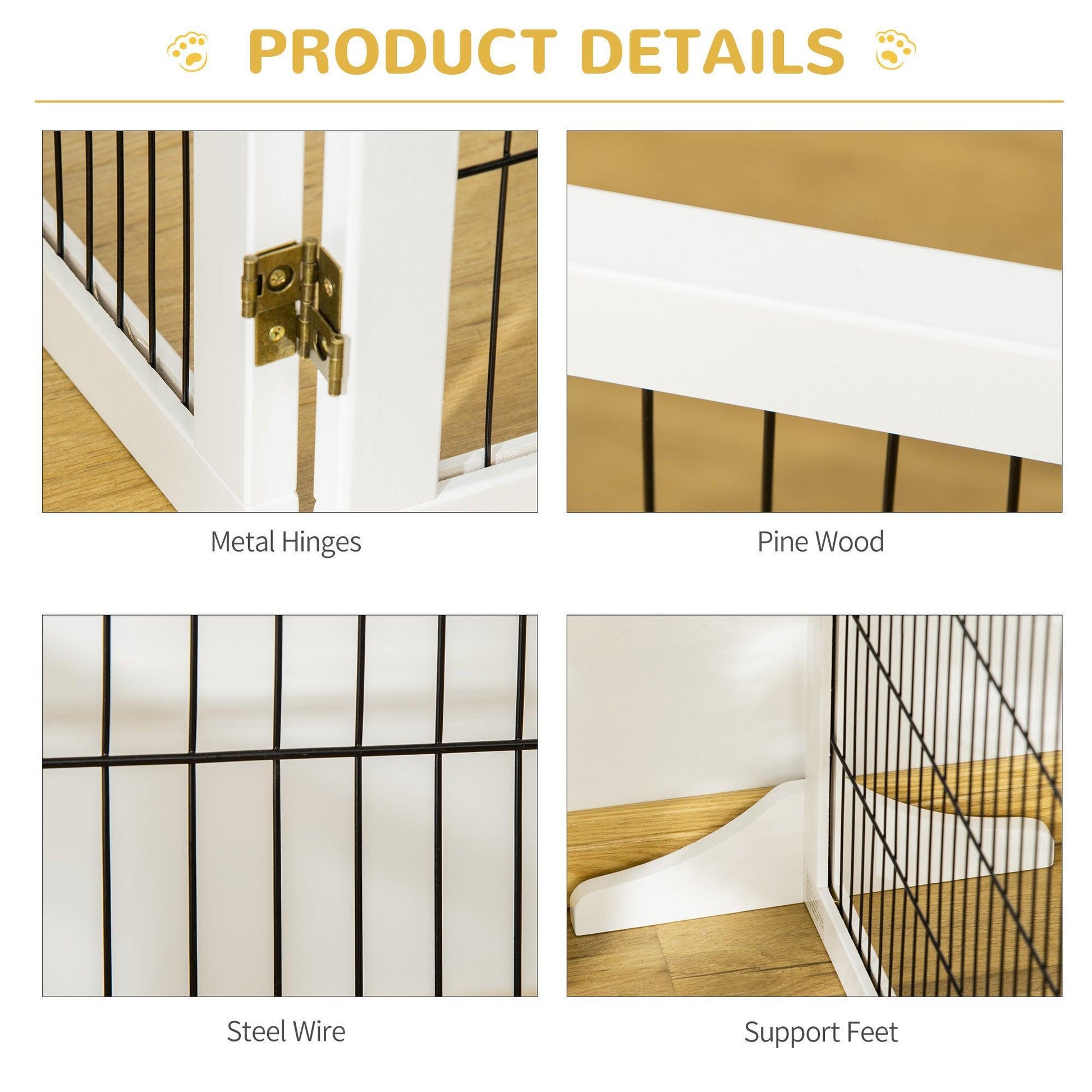 PawHut Wooden Pet Gate - Simple Safety Fence for Dogs - ALL4U RETAILER LTD