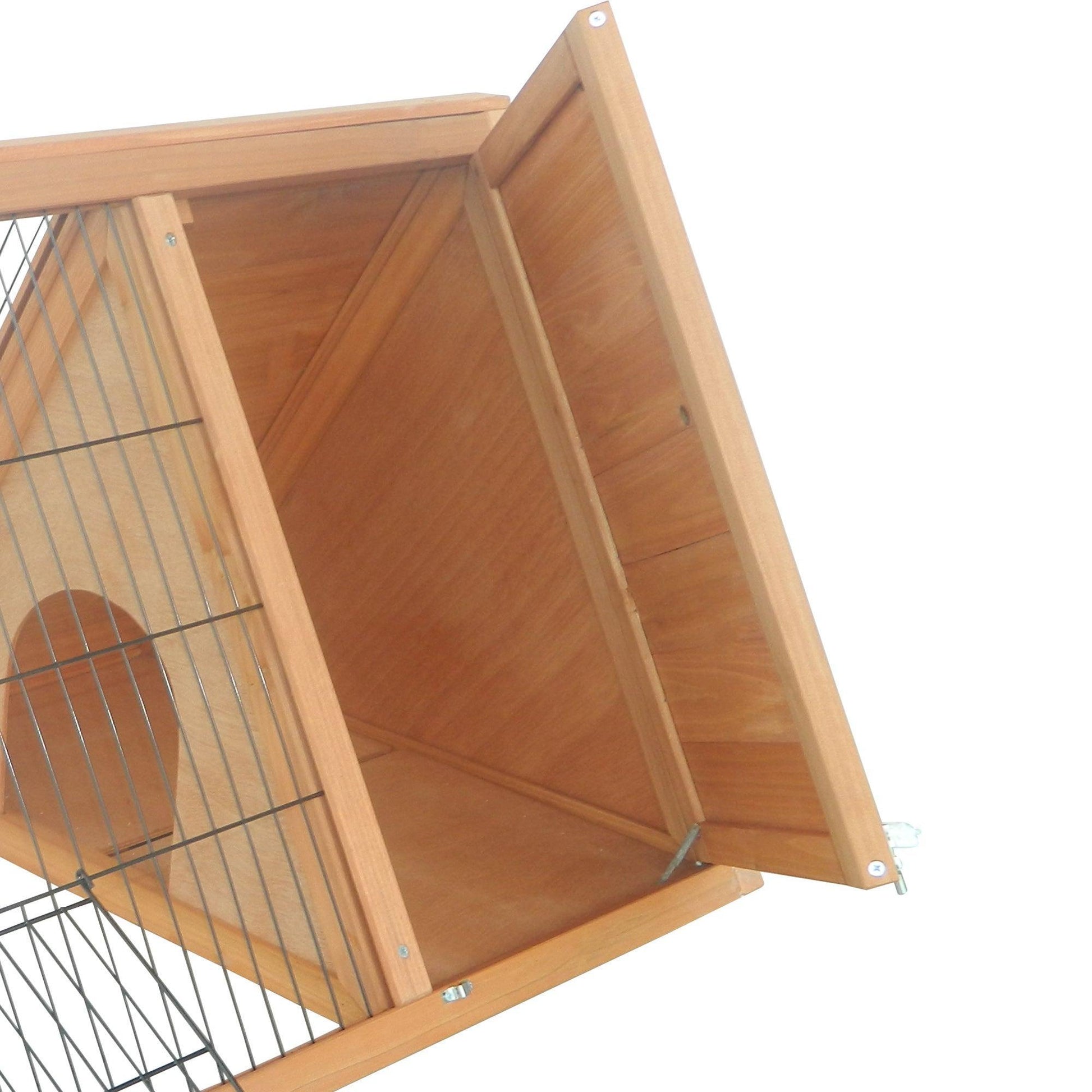 PawHut Rabbit Cage with Outdoor Space - Yellow - ALL4U RETAILER LTD