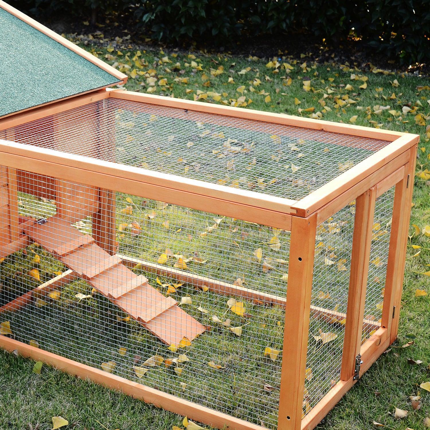 Pawhut Wooden Rabbit Hutch and Run - Large Outdoor Pet House - ALL4U RETAILER LTD