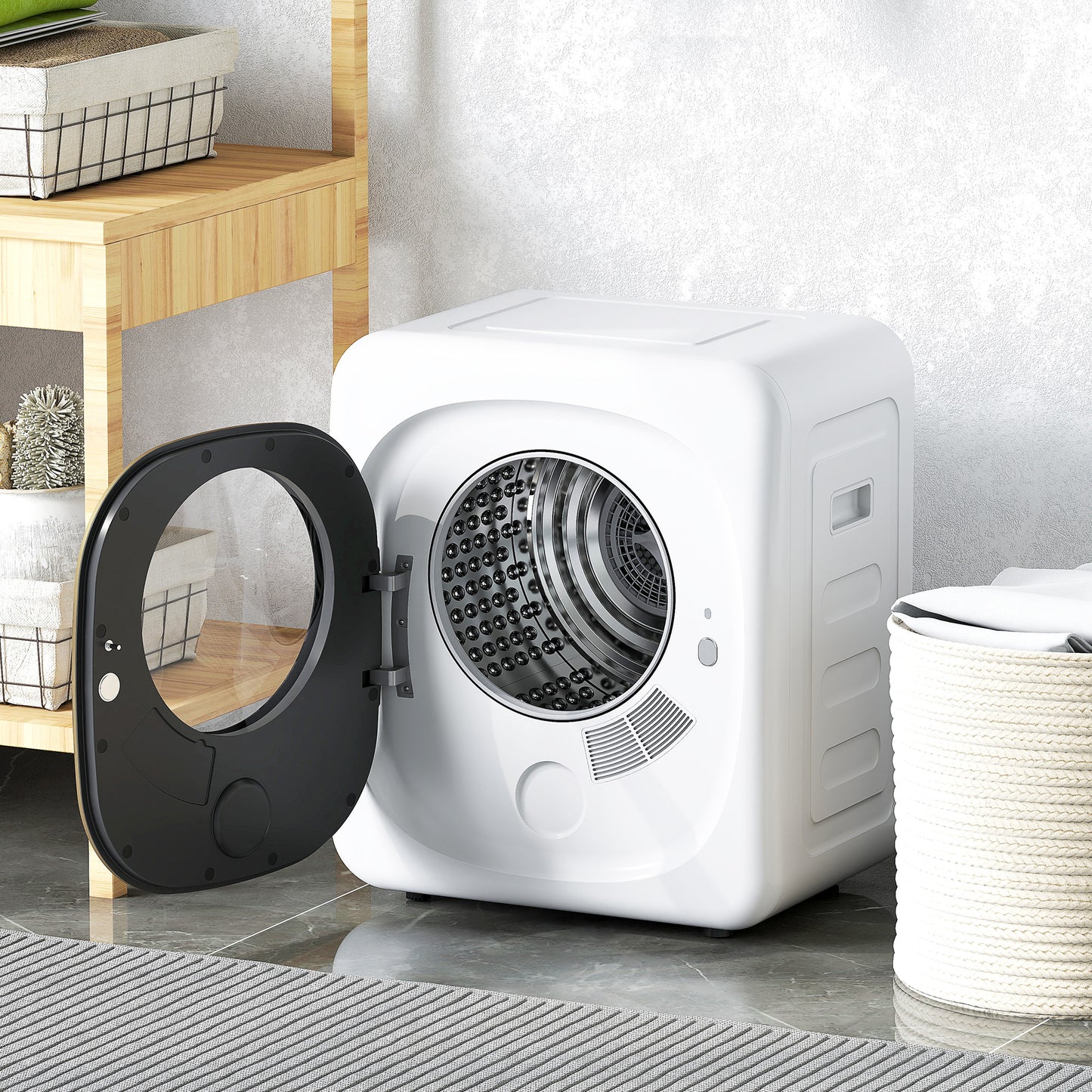 HOMCOM 4kg Vented Tumble Dryer 800W Compact Freestanding Front Tumble Dryer With 5 Drying Modes And Smart Sensor White