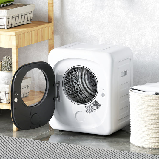 HOMCOM 4kg Vented Tumble Dryer 800W Compact Freestanding Front Tumble Dryer With 5 Drying Modes And Smart Sensor White