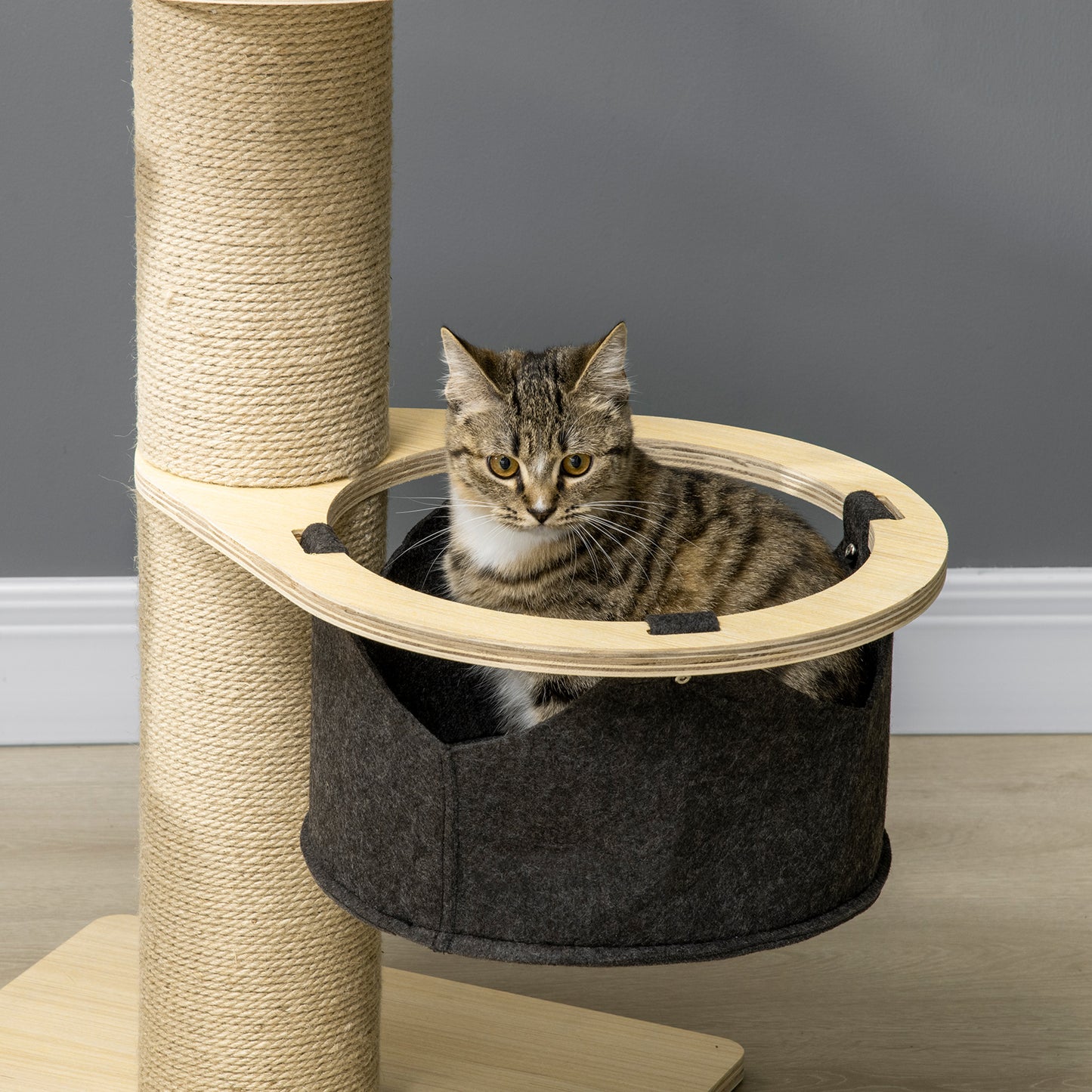 PawHut 84cm Cat Tower with Hammock, Jute Scratching Post, and Cozy Bed for Active Kitties - ALL4U RETAILER LTD