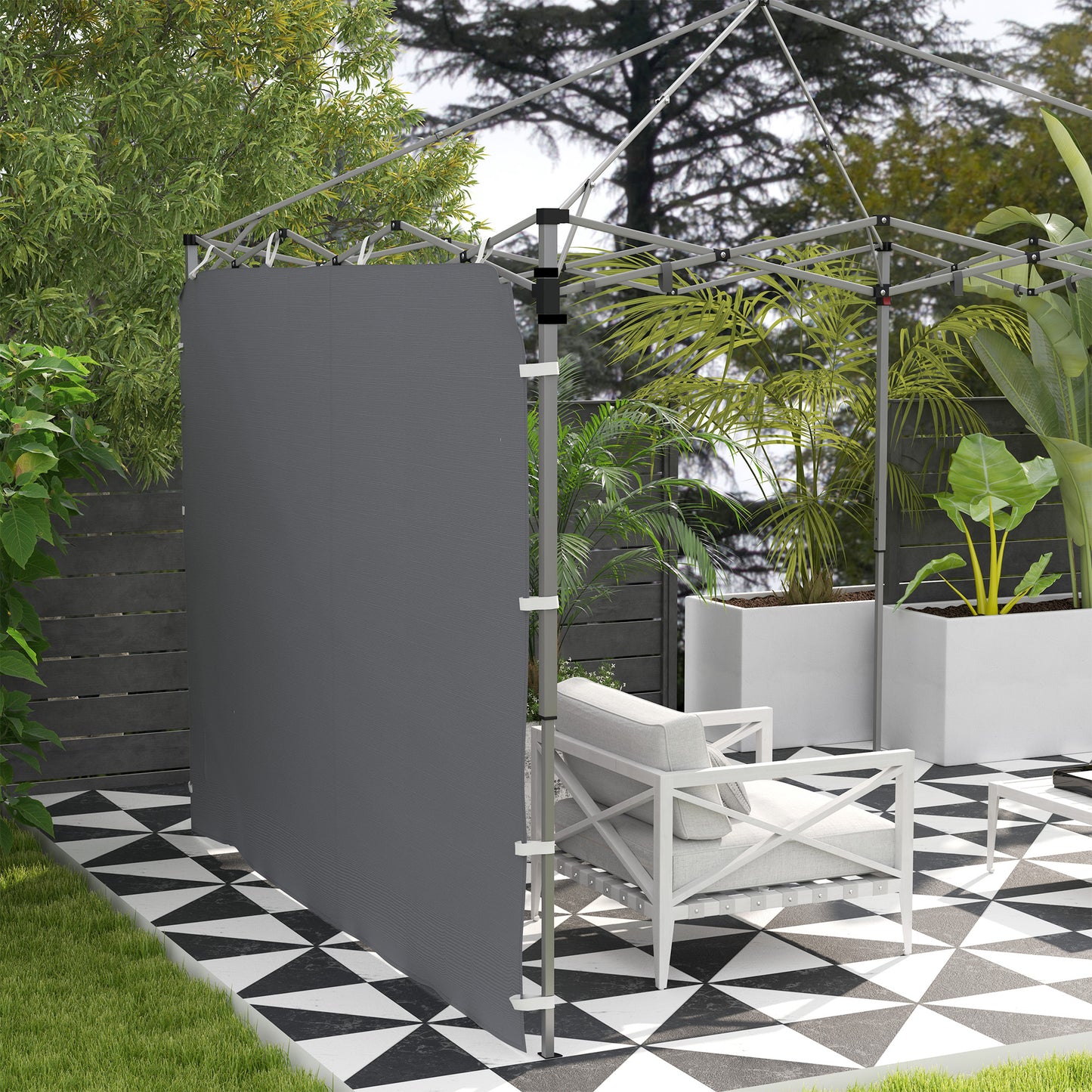 Outsunny 195 x 295cm Replacement Gazebo Sidewall Grey For 3x3m Outdoor Gazebo With Four Mesh Pockets
