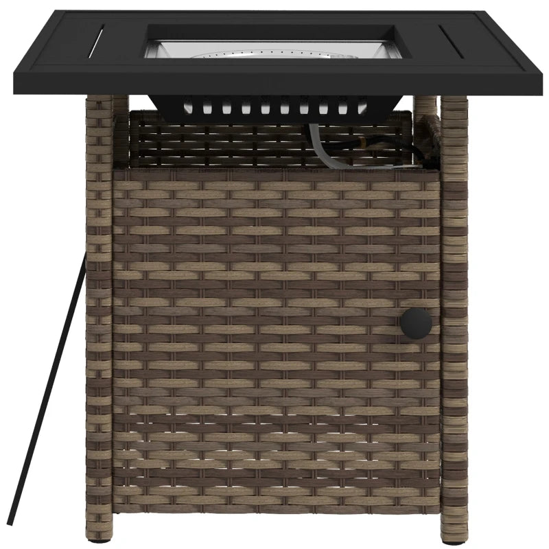 Outsunny 50,000 BTU Rattan Fire Pits for Garden, Propane Fire Pit Table, Brown - ALL4U RETAILER LTD