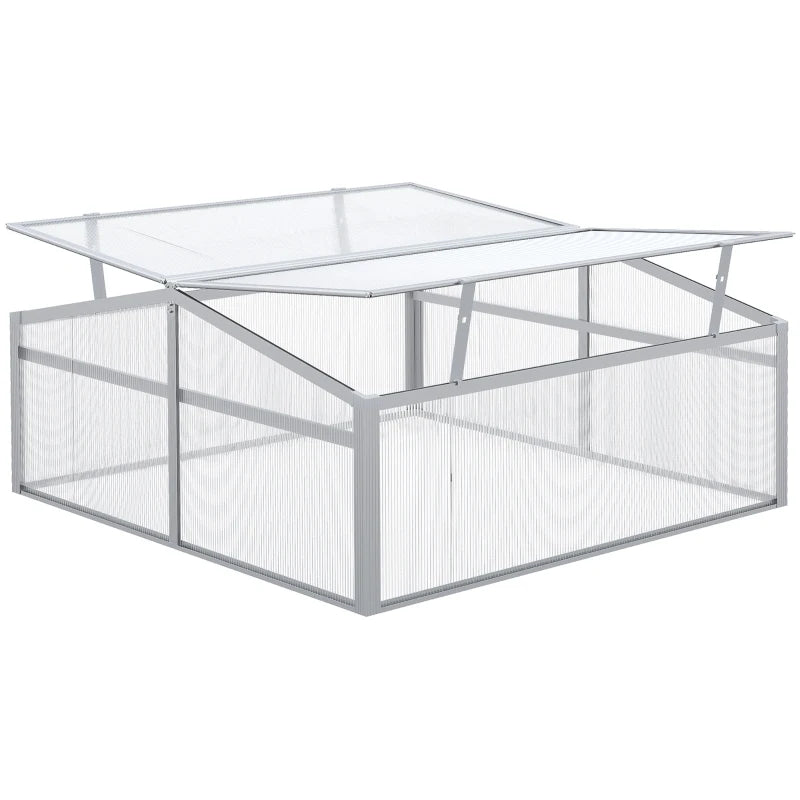 Outsunny 100x100cm Polycarbonate Cold Frame Greenhouse with Windows - Compact and Versatile Gardening Solution - ALL4U RETAILER LTD