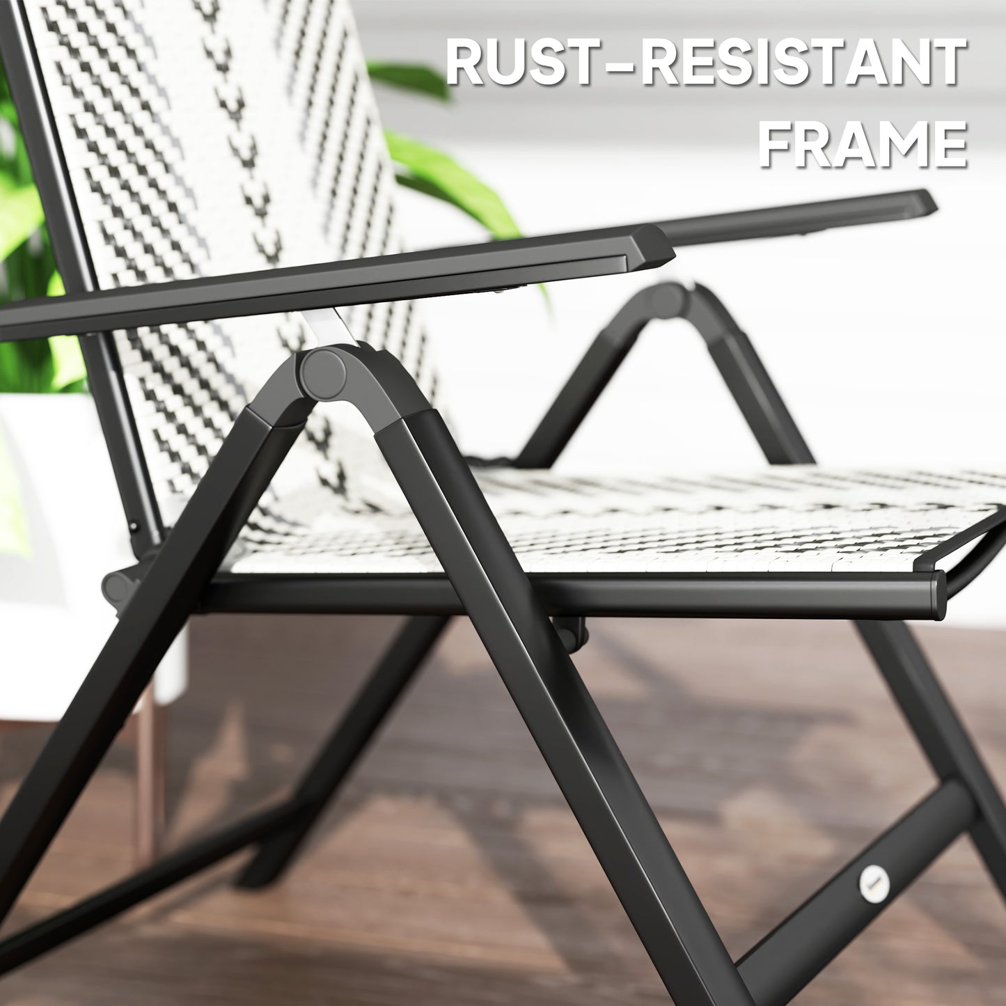 Outsunny Set Of Two Grey Rattan Reclining Garden Chairs With Adjustable Backrests