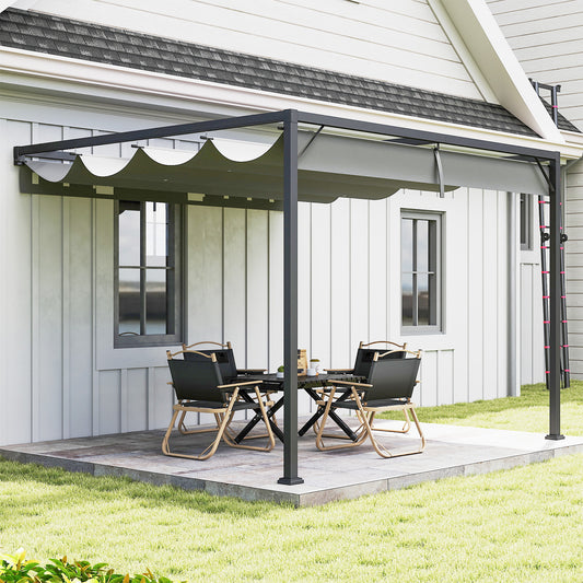 Outsunny 3x3 M Pergola With Sliding Canopy Grey Outdoor Gazebo For Patio And Garden Shade