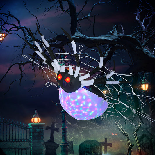 HOMCOM Giant 5FT LED-Illuminated Inflatable Spider for Halloween – Eye-Catching Outdoor Decoration for Your Lawn and Parties - ALL4U RETAILER LTD