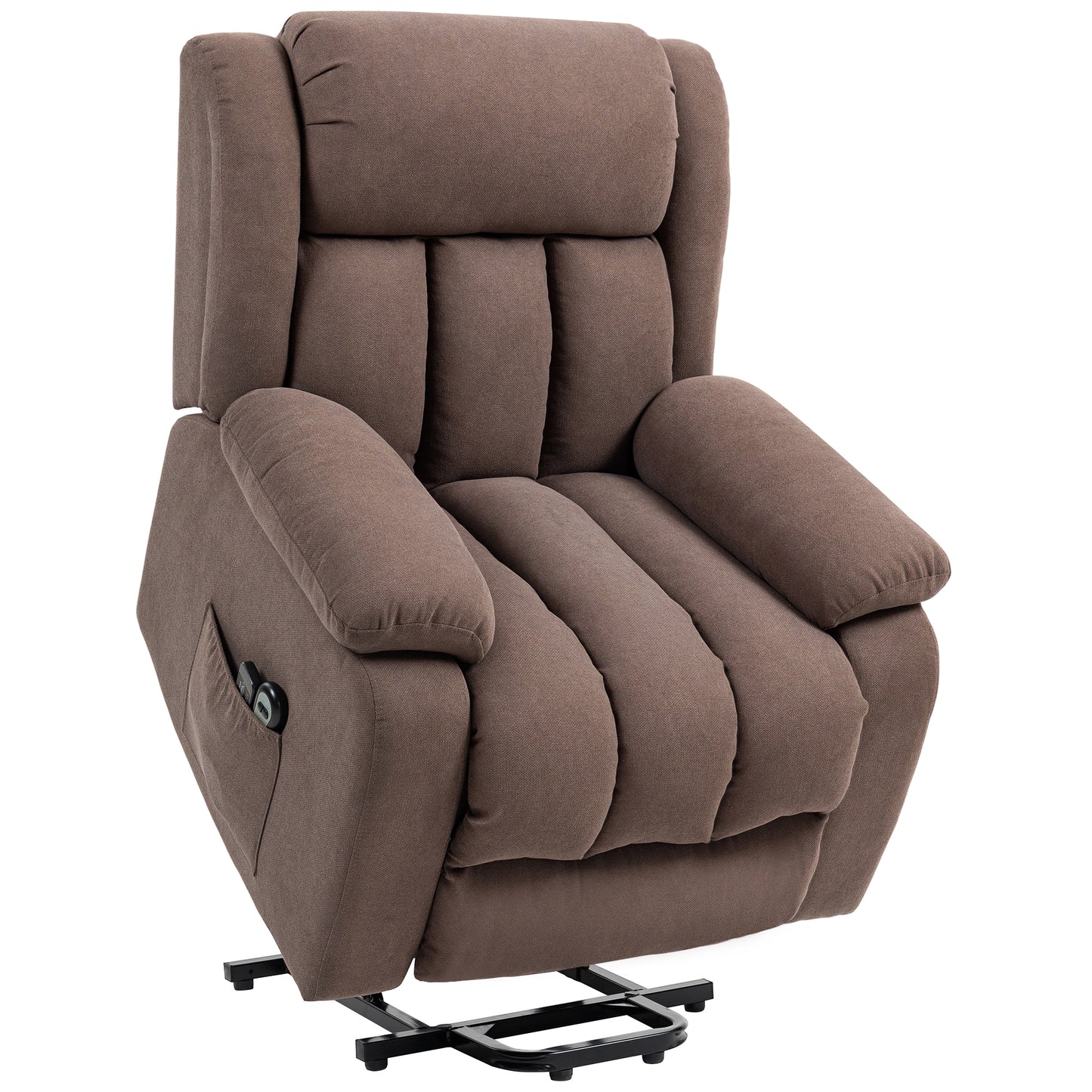 HOMCOM Power Lift Recliner Chair With Vibration Massage Footrest For Elderly Remote Control And Side Pocket Dark Brown