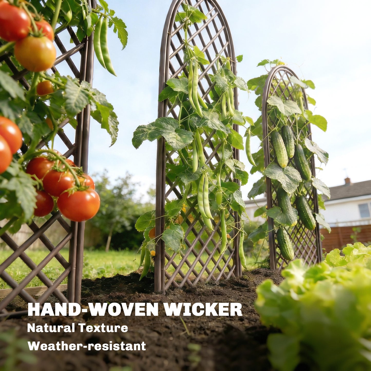 Outsunny Handwoven Natural Wicker Garden Arch Trellis Climbing Plants Outdoor Patio Decor