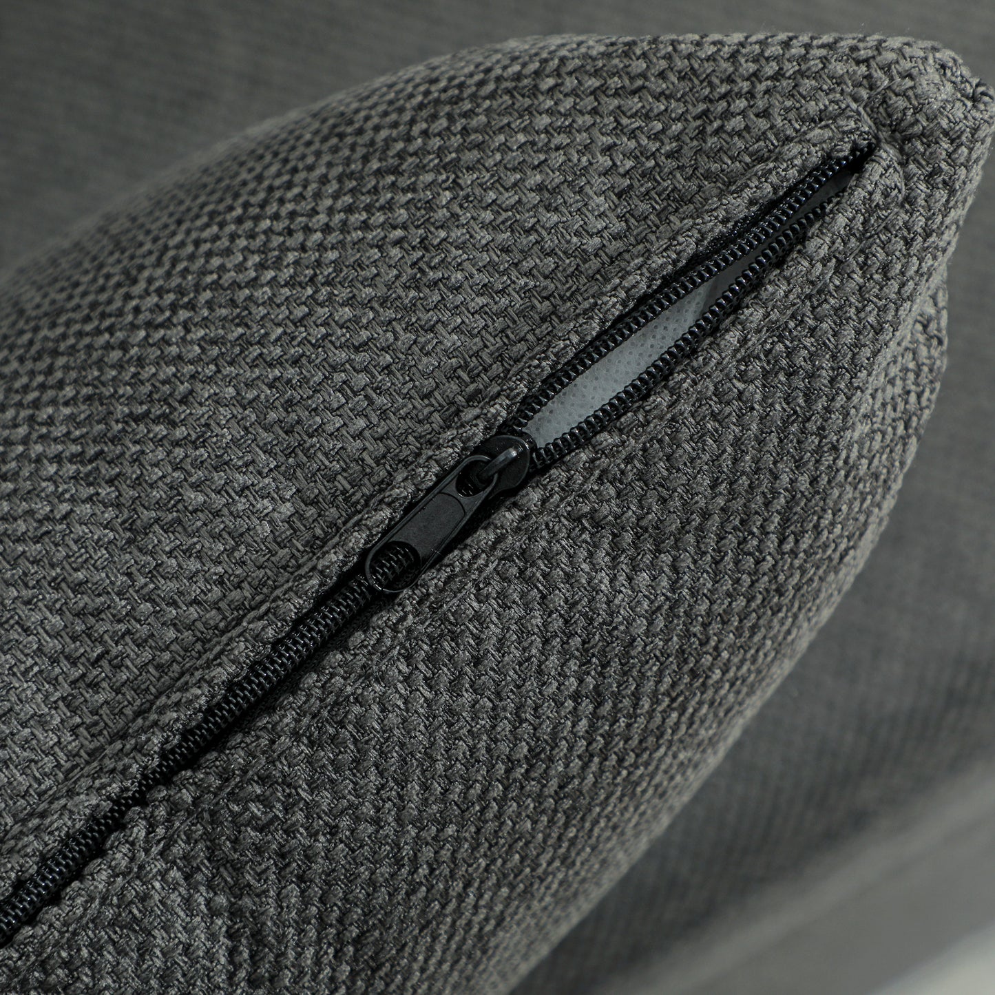 HOMCOM Three Way Two Seater Sofa Bed In Charcoal Grey With Linen Look Upholstery And High Density Foam