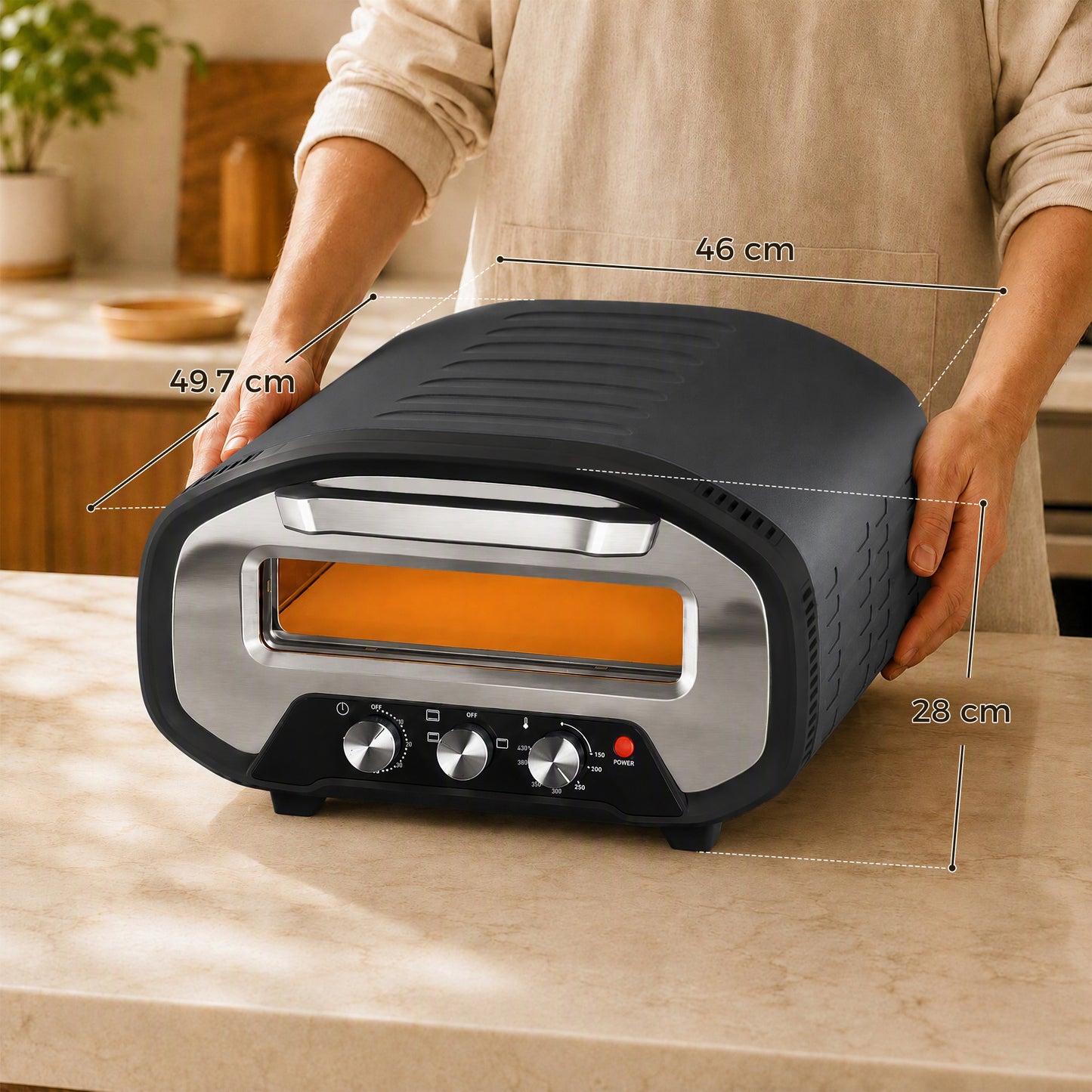 HOMCOM Electric Pizza Oven With 2200W Heating Element And Ceramic Stone