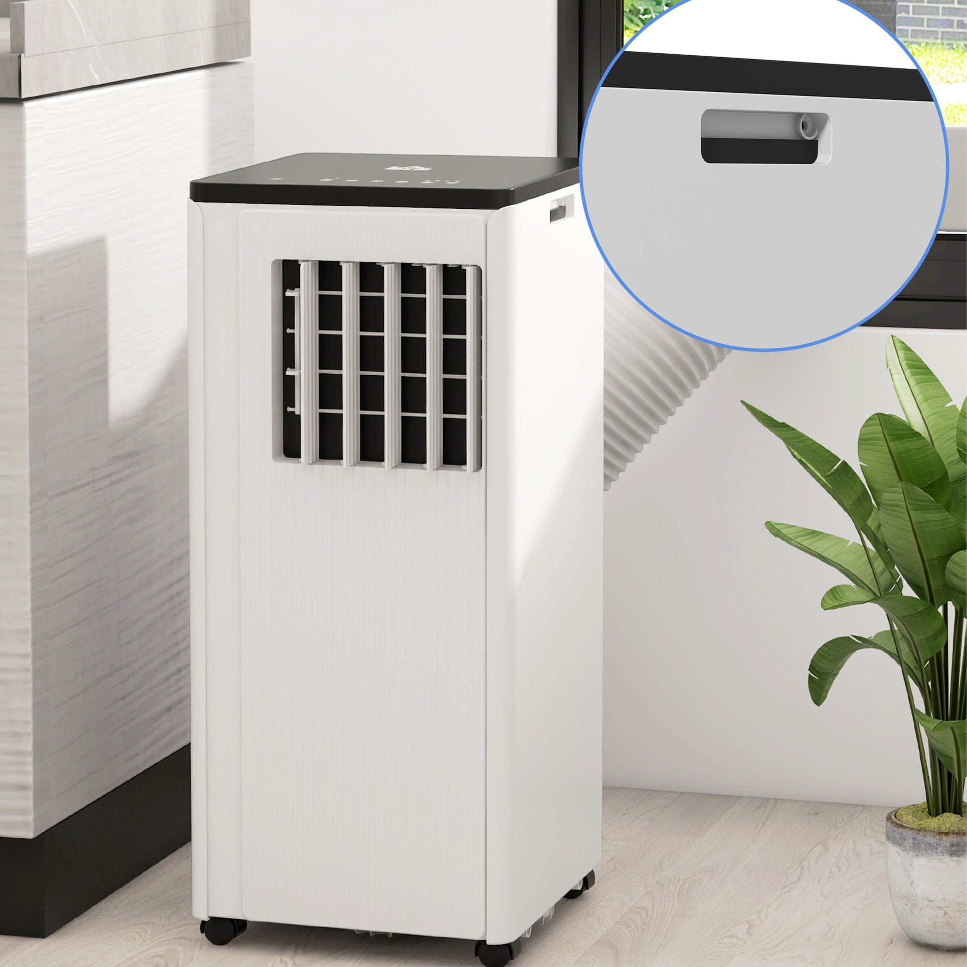 HOMCOM 3-in-1 Smart WiFi Portable Air Conditioner - 7000 BTU for Rooms Up to 15m², Includes Dehumidifier & Fan Functions, 24-Hour Timer, White - ALL4U RETAILER LTD