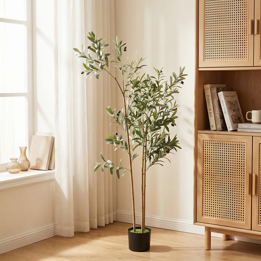 Artificial Silk Olive Tree 148cm With Cement Pot 553 Leaves Realistic Indoor Home Decor Plant