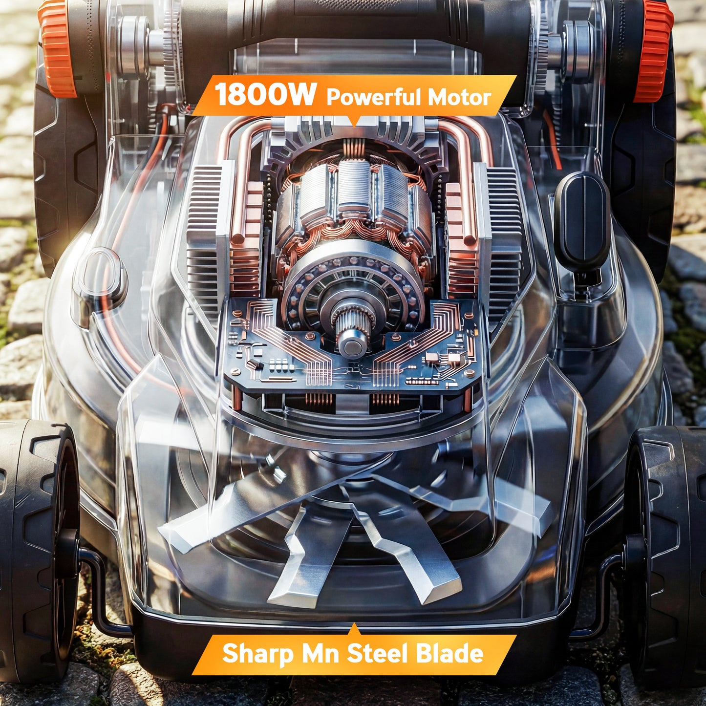 Outsunny 1800W Electric Lawnmower With 40cm Cutting Width Mulching Feature 50L Grass Bag 6 Cutting Heights