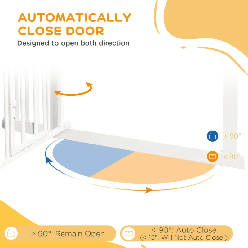 PawHut Extra Tall Pet Gate with Cat Flap, Indoor Safety Gate for Dogs, Auto-Close, Adjustable Width 74-101cm - White - ALL4U RETAILER LTD