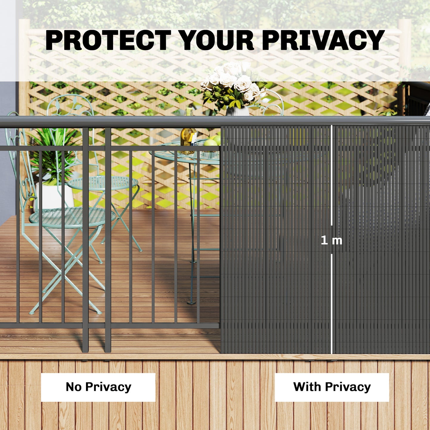 Outsunny 2 Pcs Plastic Privacy Screening Fence 1m By 3m Waterproof Windbreak Fence Dark Grey