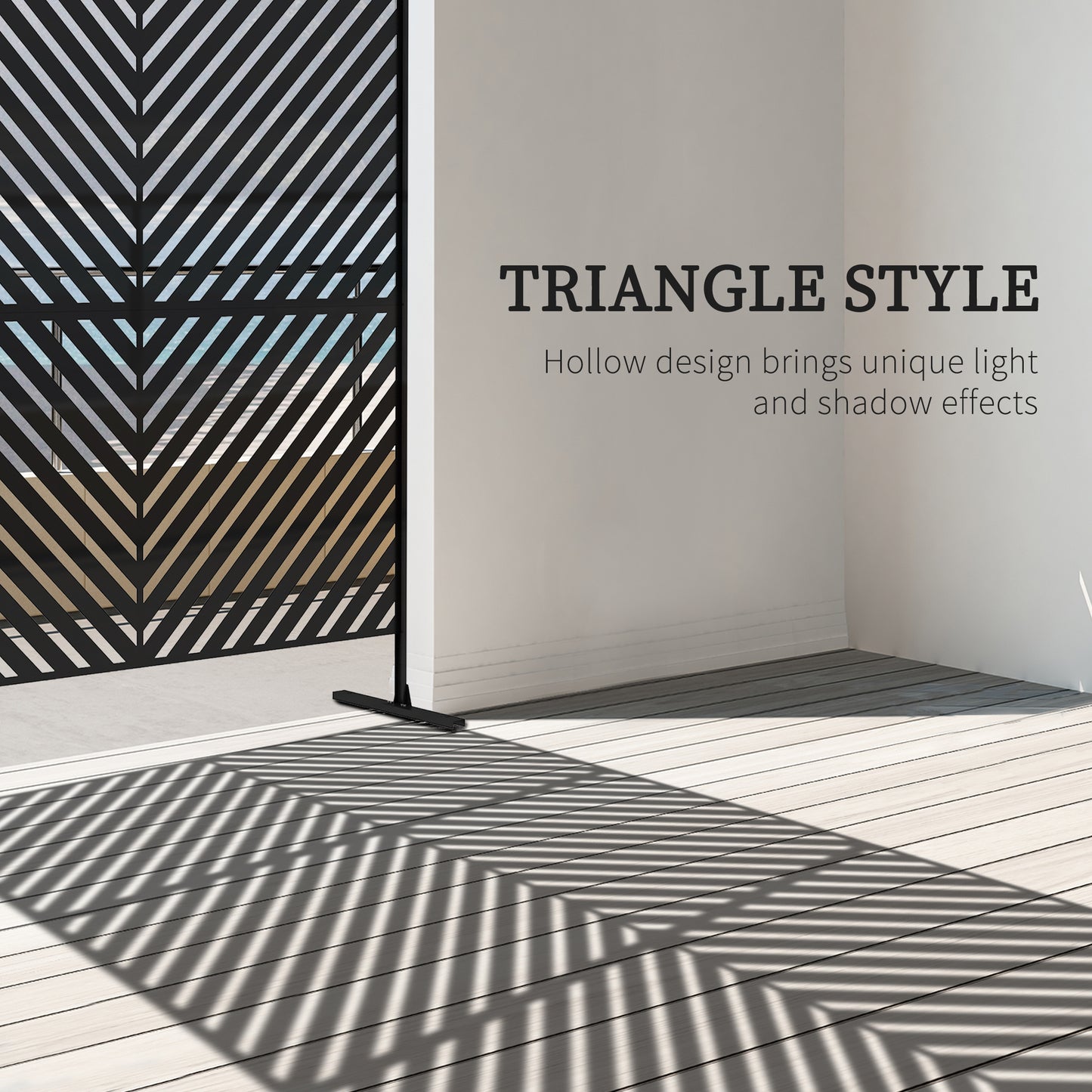 Outsunny 6.5FT Decorative Outdoor Divider Privacy Screen With Stand Triangle Style In Black