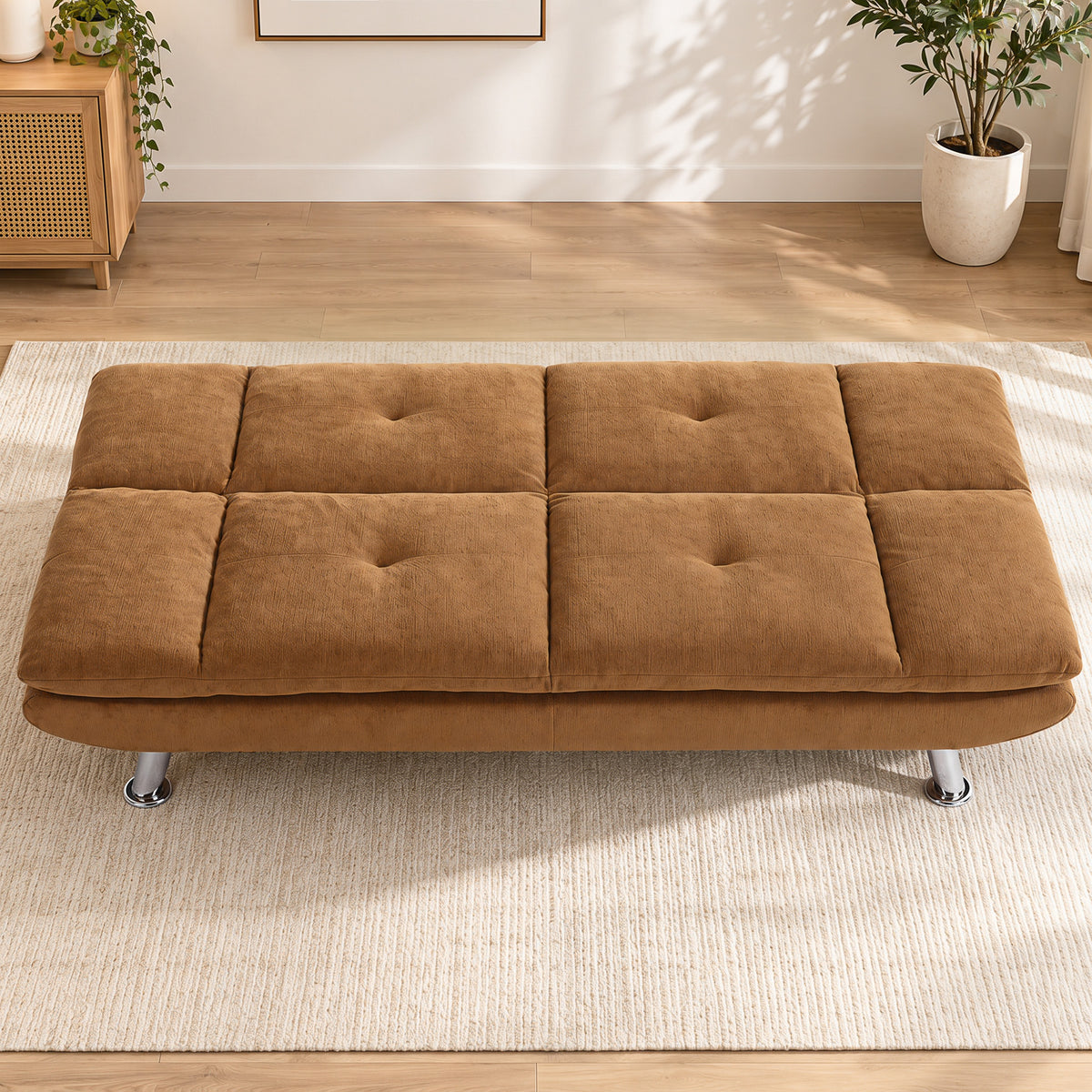 HOMCOM Convertible Sofa Bed, 3 Seater Futon Sofa with Adjustable Backrest, Wide Seat for Living Room, Small Space, Brown