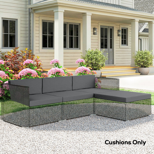 Outsunny 7 Piece Patio Cushions For Outdoor Loveseat With Removable Covers For Rattan Furniture 60x60 cm Dark Grey