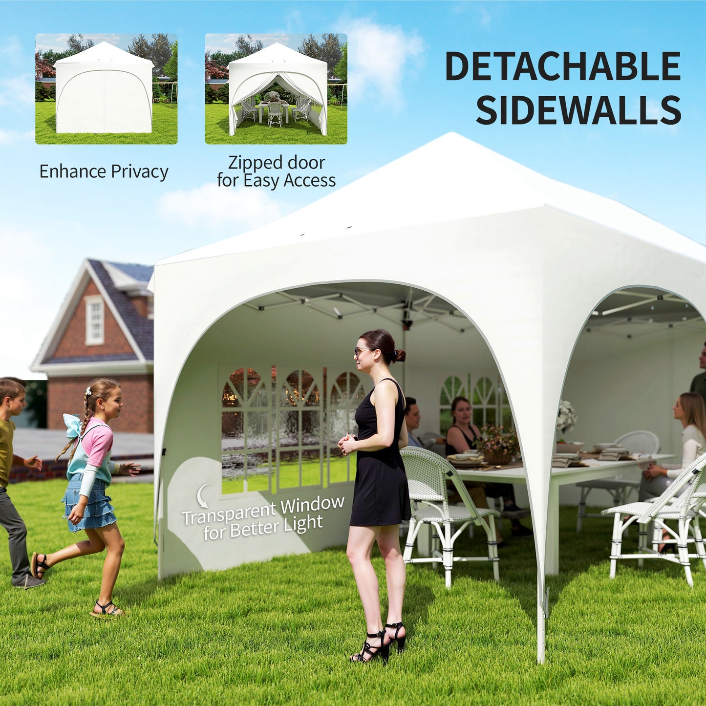 Outsunny 3 X 6m Pop Up Gazebo Shelter With Sides 6 Sandbags Garden Party Tent Marquee Carry Bag Light Grey White