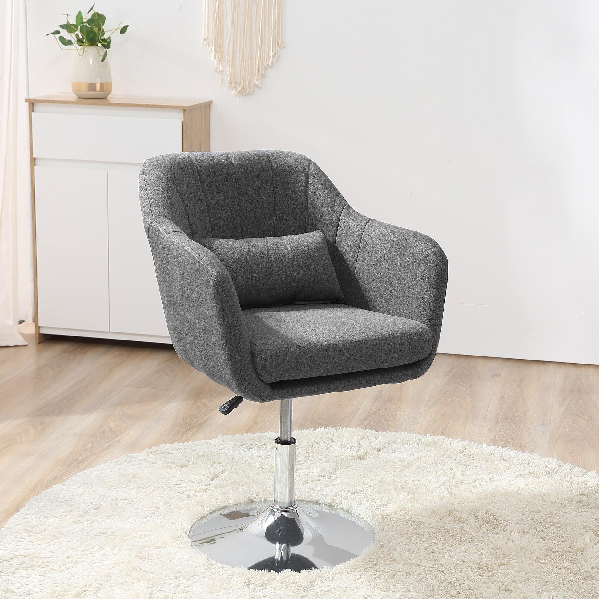 HOMCOM Stylish Retro Linen Swivel Tub Chair Steel Frame Cushion Seat Dark Grey - ALL4U RETAILER LTD