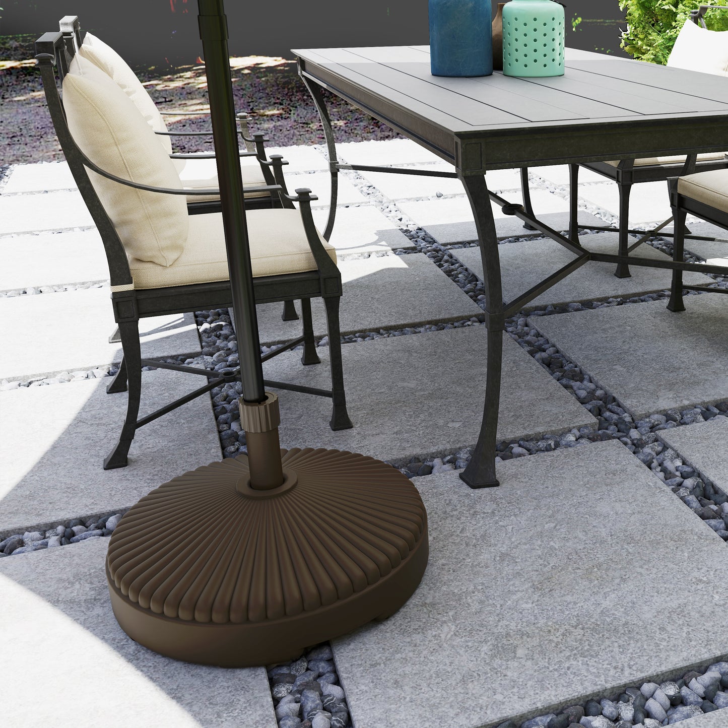 Outsunny Garden Parasol Base Holder For Outdoor Umbrella Stand Sand Or Water Filled Weight 28kg Or 23kg Brown