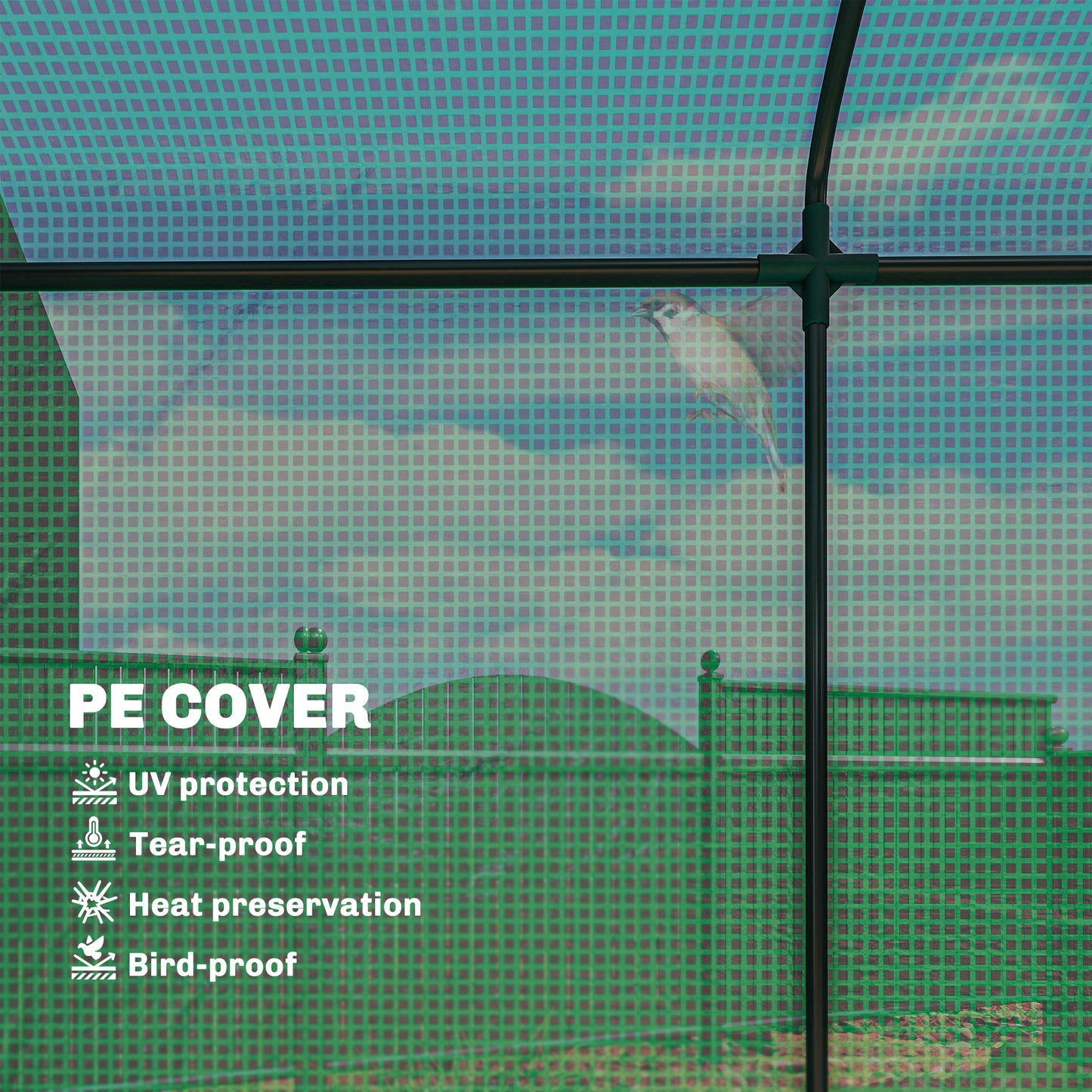 Outsunny Mini Greenhouse Garden Tomato Growhouse With Roll Up Door And 2 Mesh Windows PE Cover 200 x 75 x 188 Cm Green