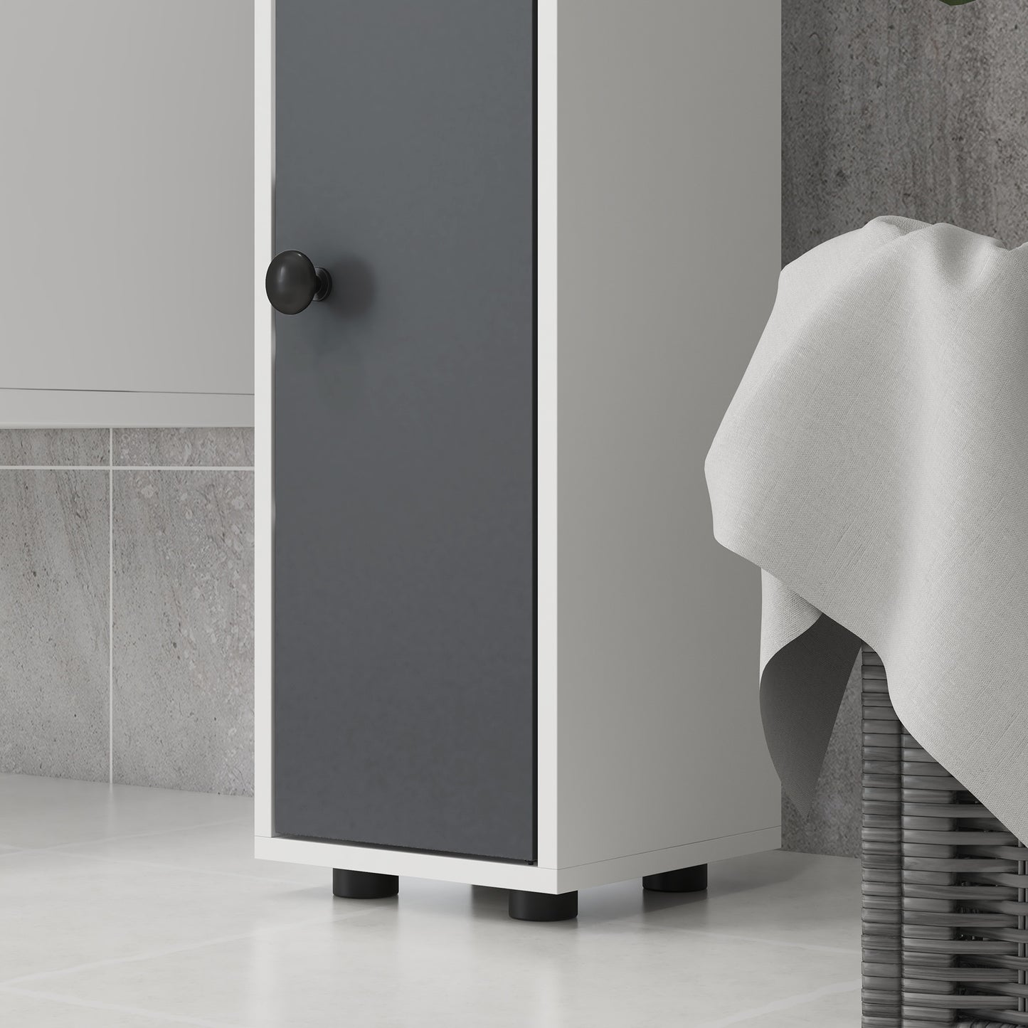 Kleankin Slim 180cm Tall Bathroom Storage Cabinet with Adjustable Shelves and Open Shelves - ALL4U RETAILER LTD