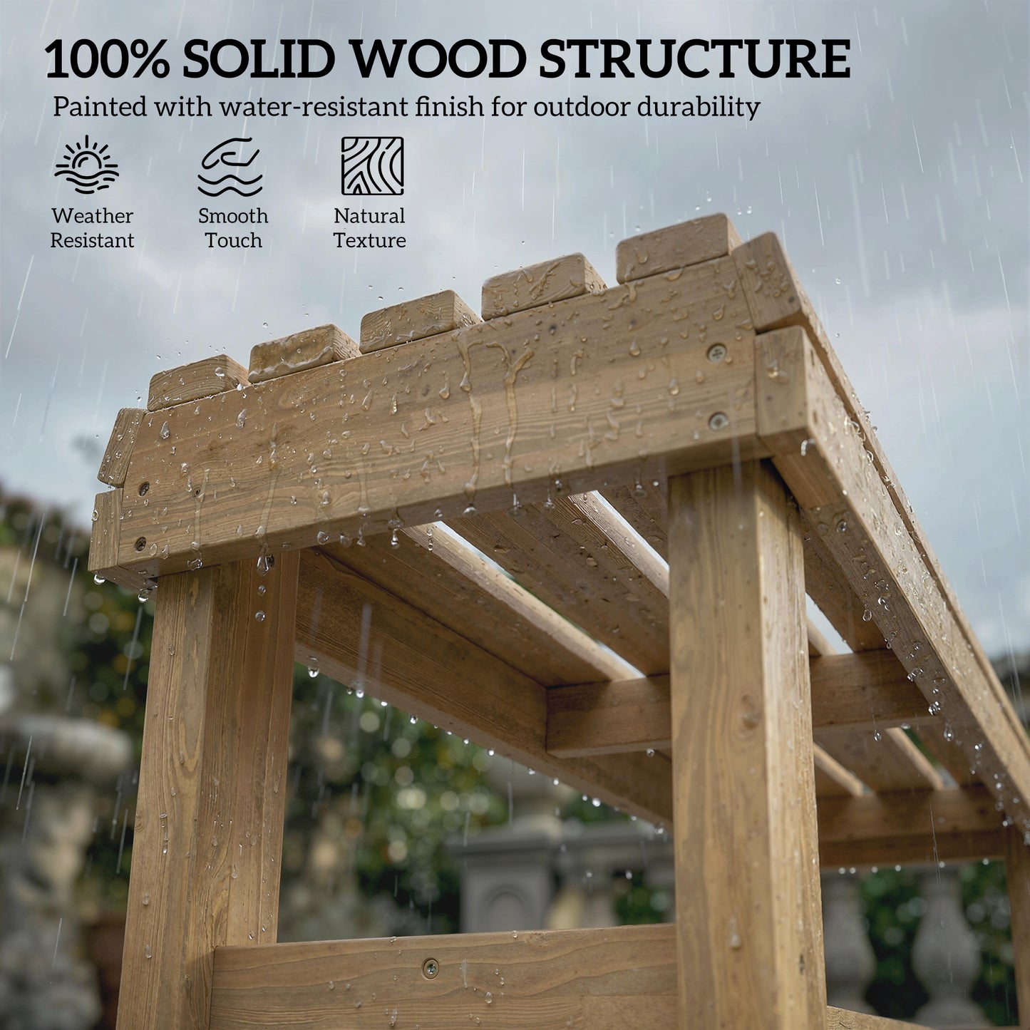 Outsunny Wooden Outdoor Bench 2 Seater Garden Bench Backless Patio With Slatted Curved Seat Natural Wood Finish