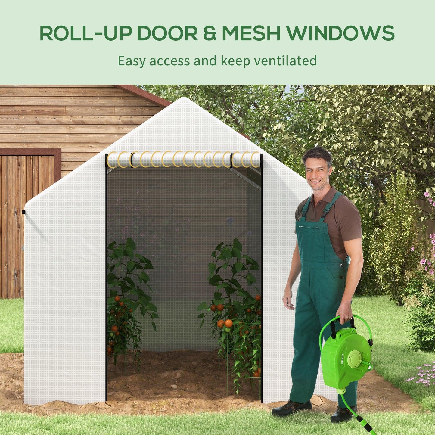 Outsunny Polyethylene Walk-in Polytunnel Greenhouse, 2 x 3(m), White - ALL4U RETAILER LTD