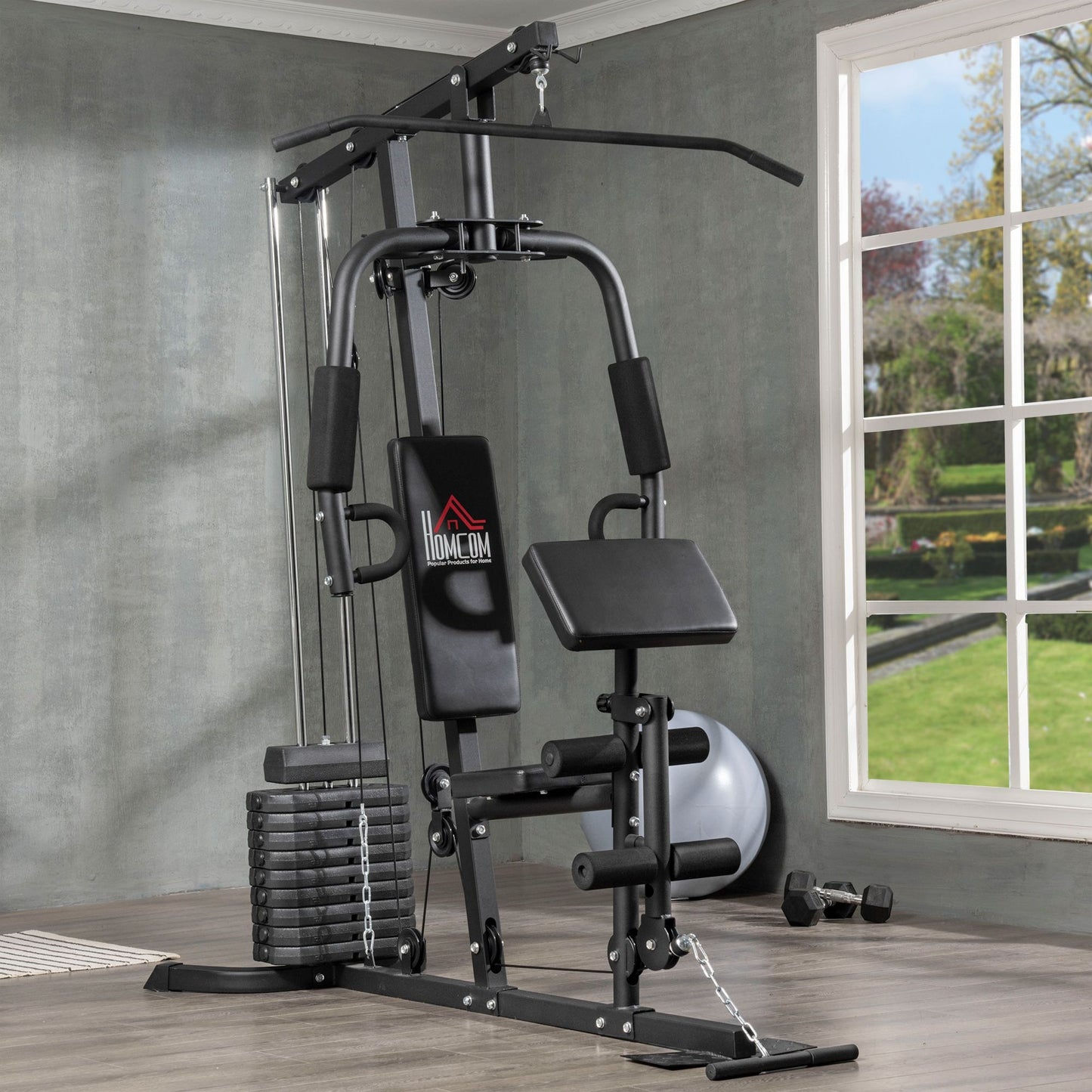 HOMCOM Full Body Workout Multi-Station Gym with 45kg Weight Stack - ALL4U RETAILER LTD