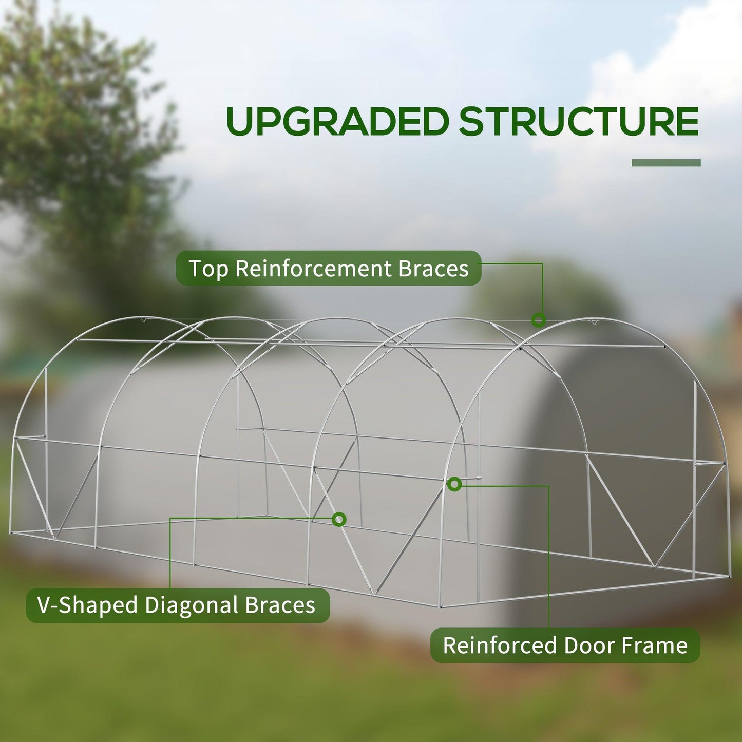 Outsunny Walk-in Tunnel Greenhouse, Upgraded Structure, Mesh Door & Windows - ALL4U RETAILER LTD