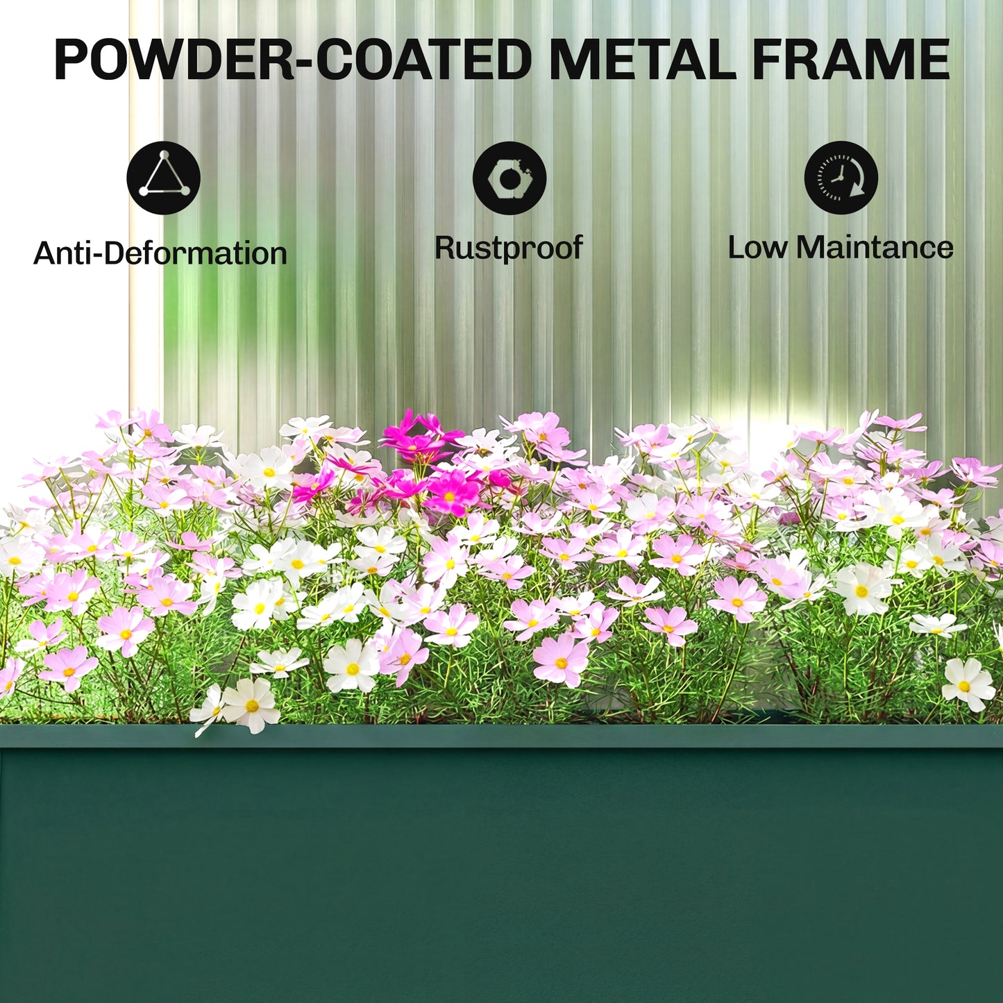 Outsunny Raised Planter Garden Bed On Legs With Drainage Hole Powder Coated Metal 20 Kg Capacity Green