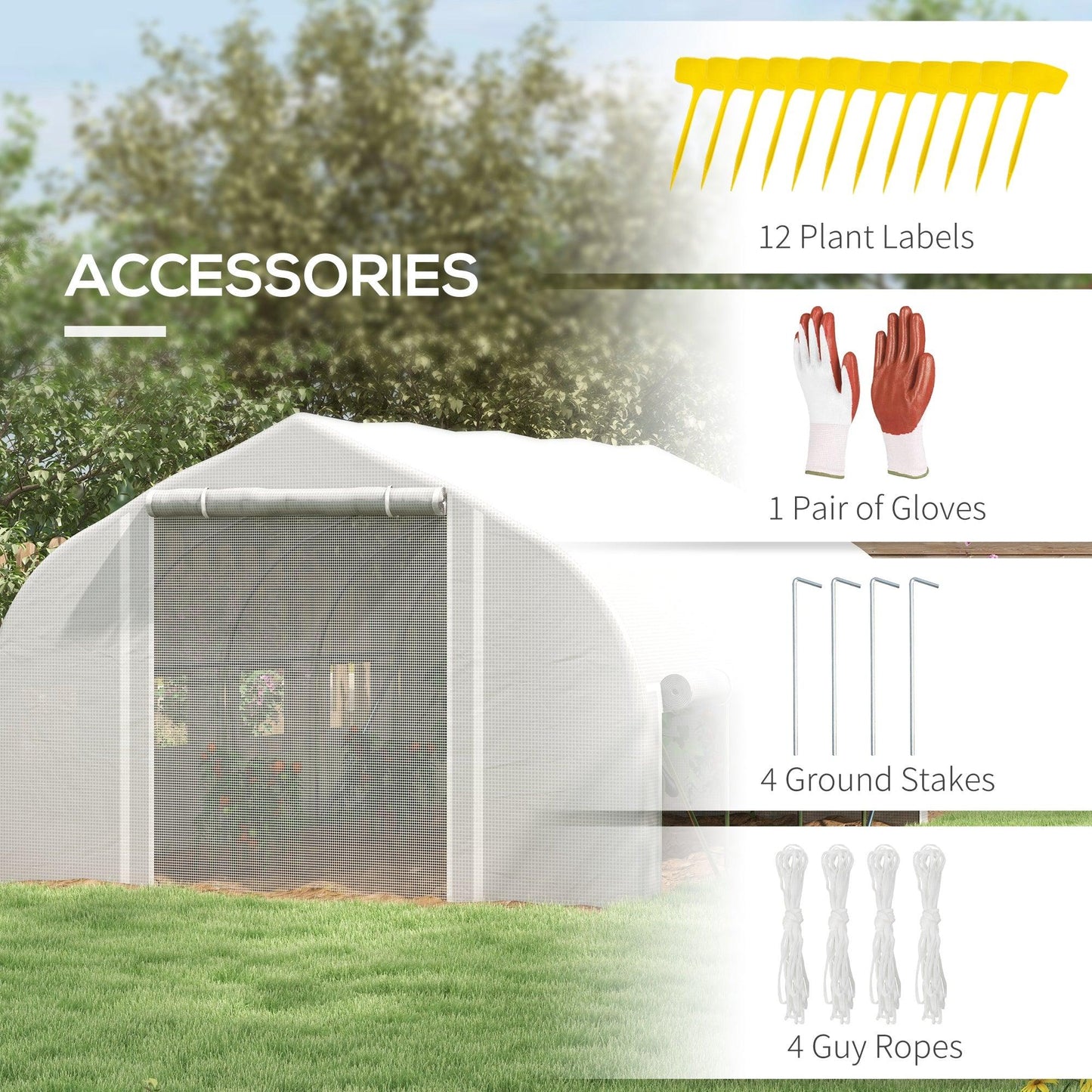 Outsunny 4 x 3(m) Walk-in Tunnel Greenhouse, Roll Up Sidewalls, Mesh Door - ALL4U RETAILER LTD